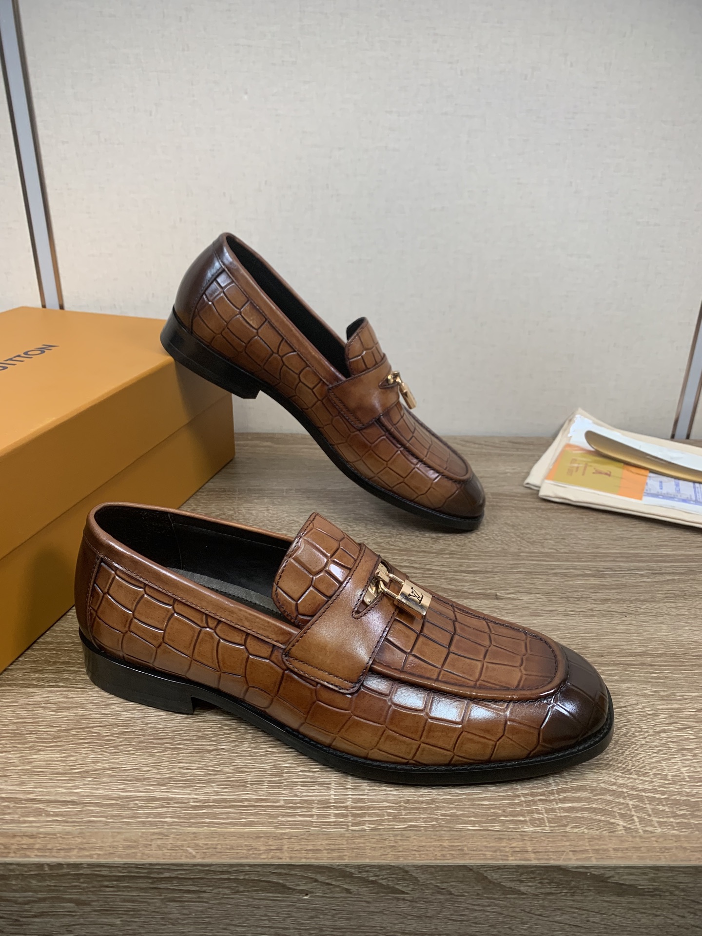 Louis Vuitton Men's Brown Leather Business Casual Loafers Dress Shoes 5 i1755527688441 5468 0 5