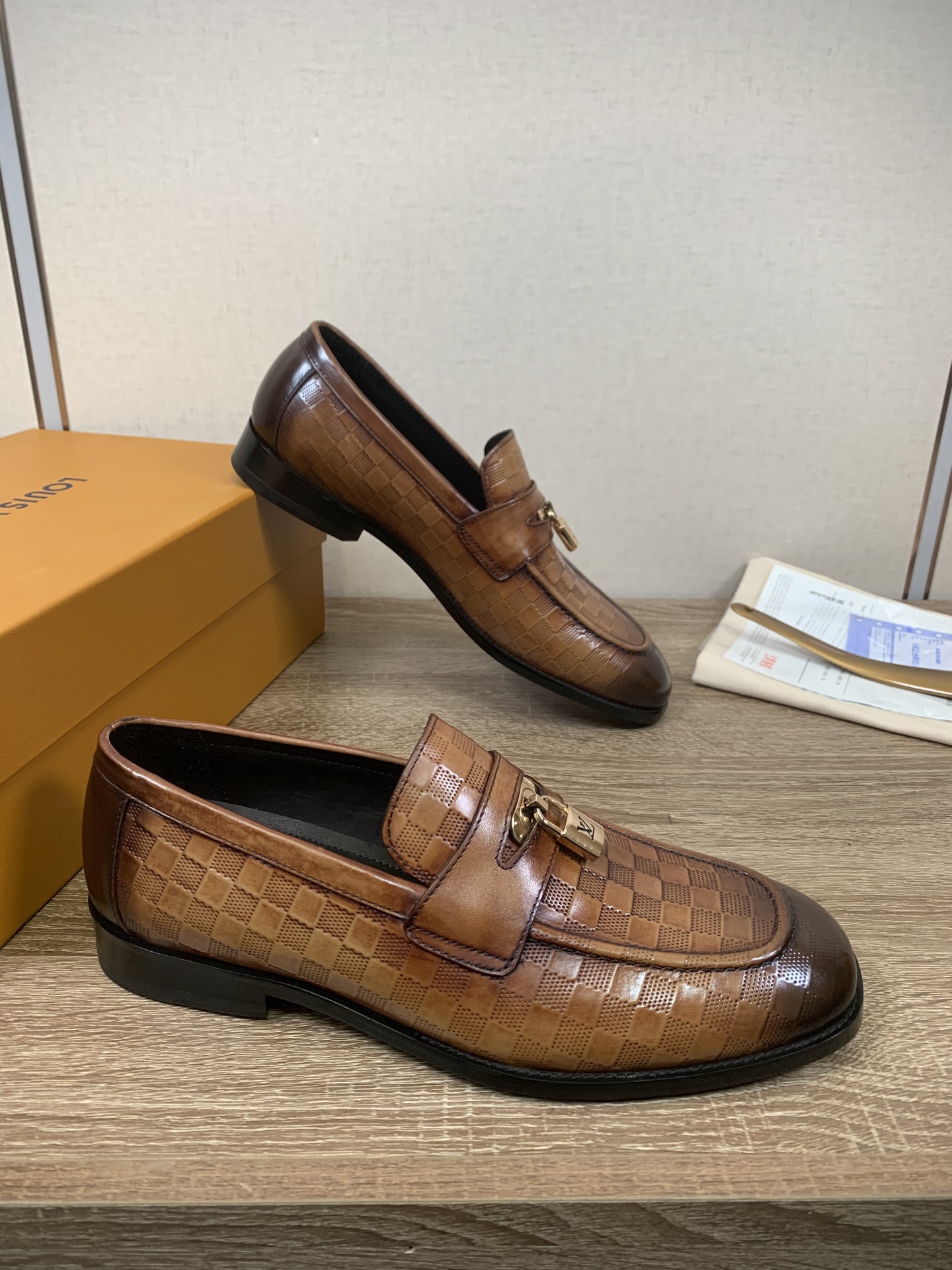 Louis Vuitton Men's Brown Leather Loafers with Embossed Detailing 5 i1755588028293 9686 0 5