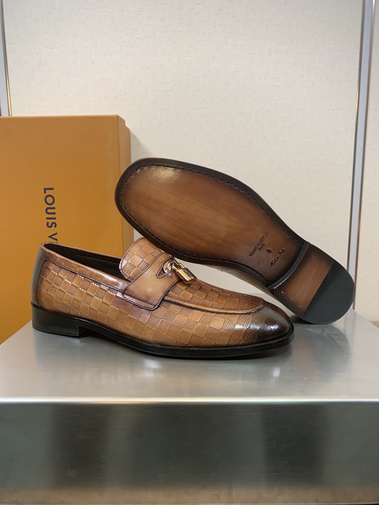 Louis Vuitton Men's Brown Leather Loafers with Embossed Detailing 7 i1755588030285 7748 0 3