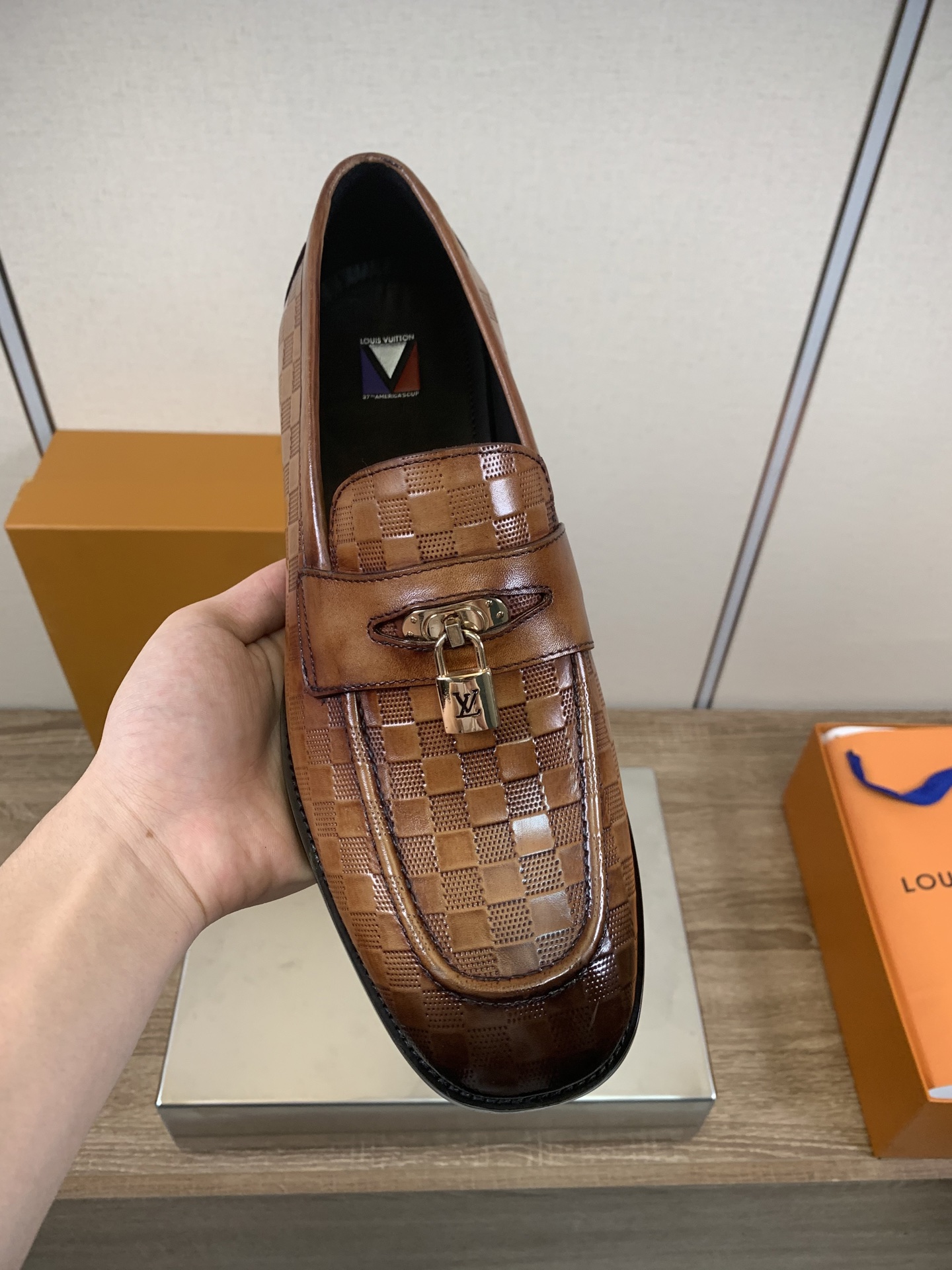 Louis Vuitton Men's Brown Leather Loafers with Embossed Detailing 6 i1755588030438 6868 0 4