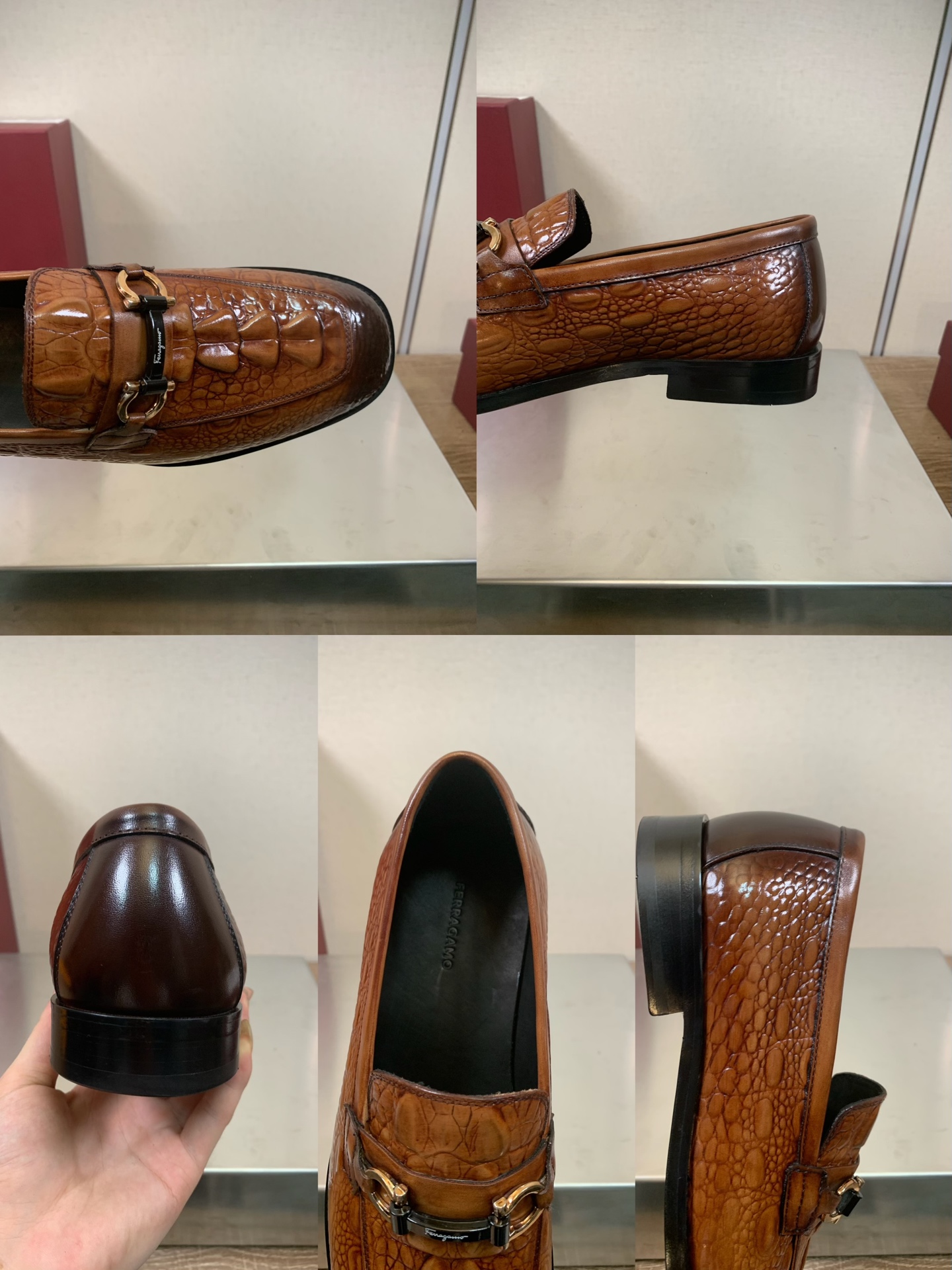 Salvatore Ferragamo Men's Crocodile Leather Loafers Business Casual Shoes 10 i1755588982839 3276 0 8