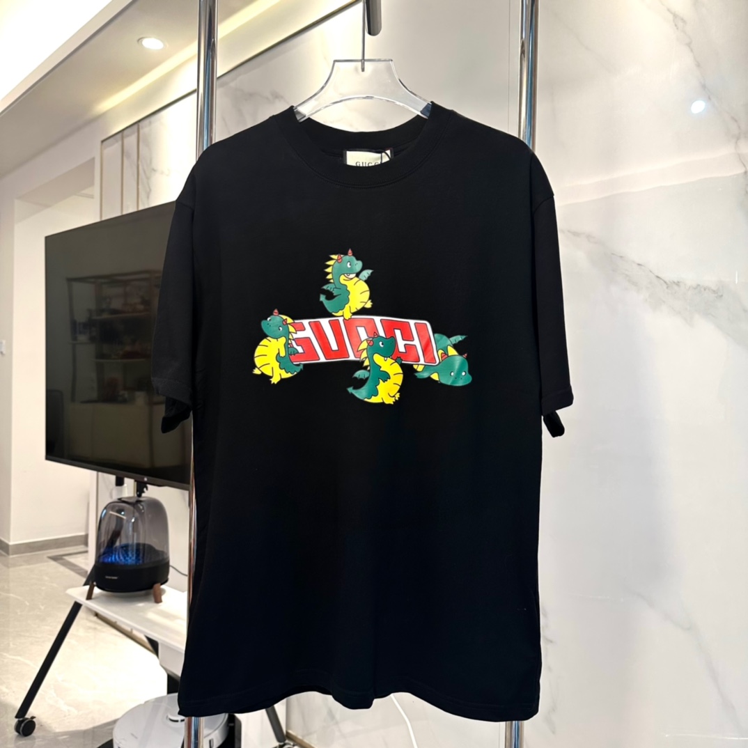 Gucci | Gucci 24SS camiseta de manga corta con estampado de edición limitada del Año del Dragón - tela de algodón peina…