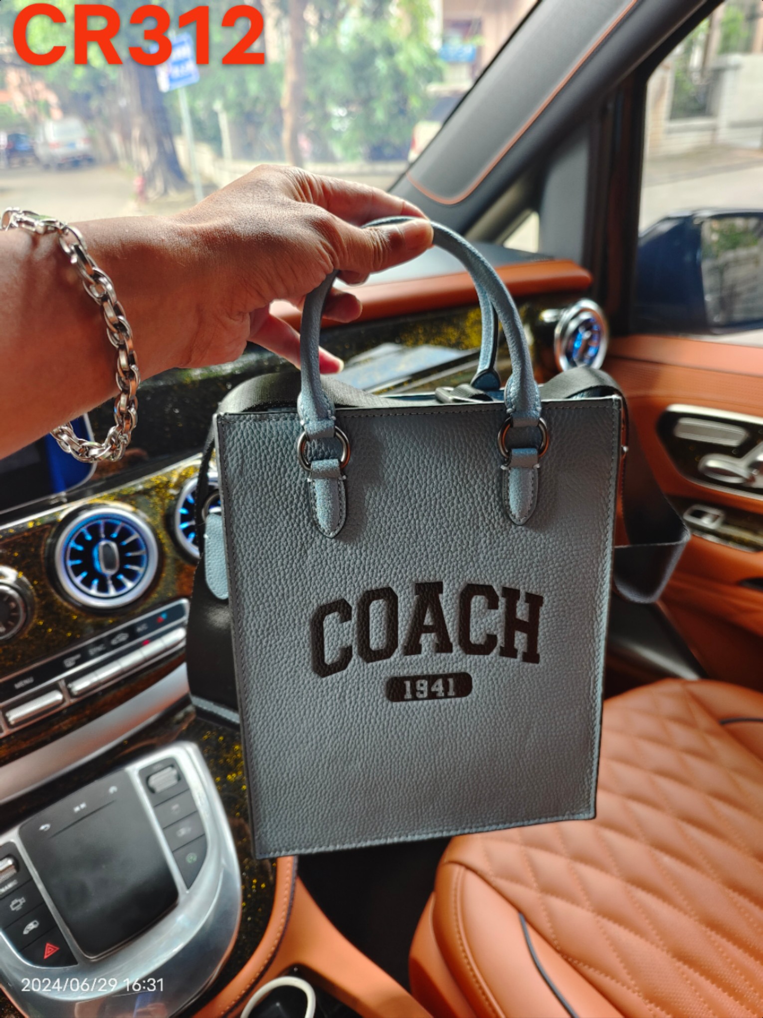 Coach CR312头层皮 级COACH/蔻驰奥莱 VARSITY元素DYLAN托特包通勤斜挎手提中号尺寸20