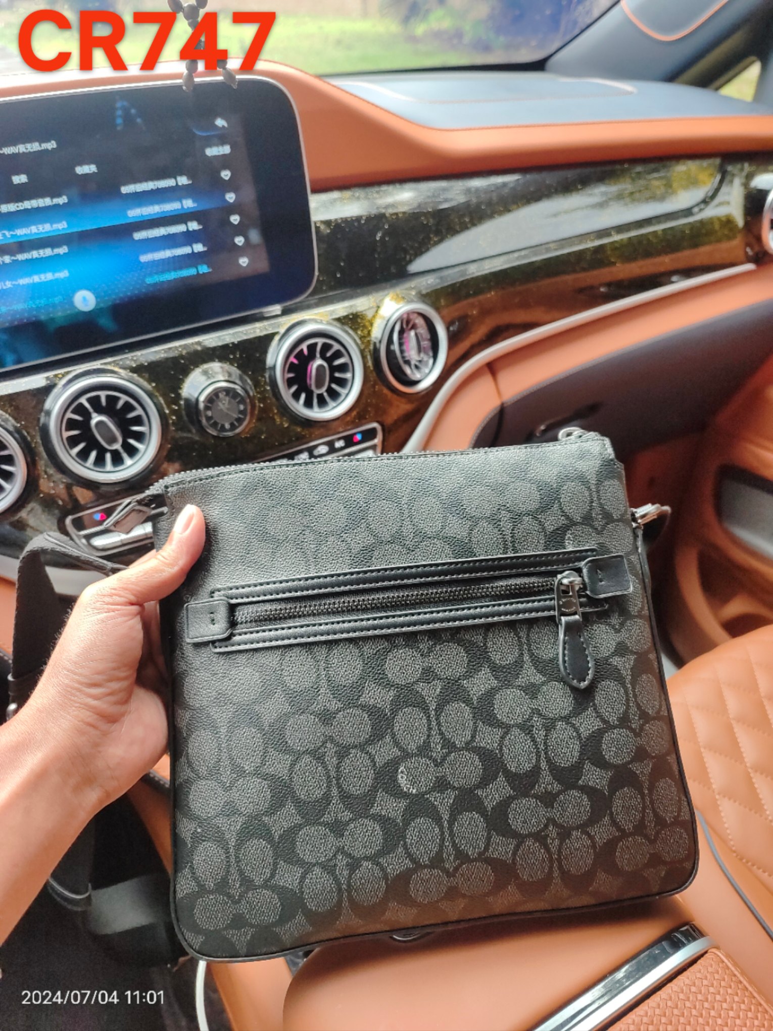 Coach coach/蔻驰新款斜挎包 GOTHAM文件包 cr747 老花pvc配皮内置多功能袋