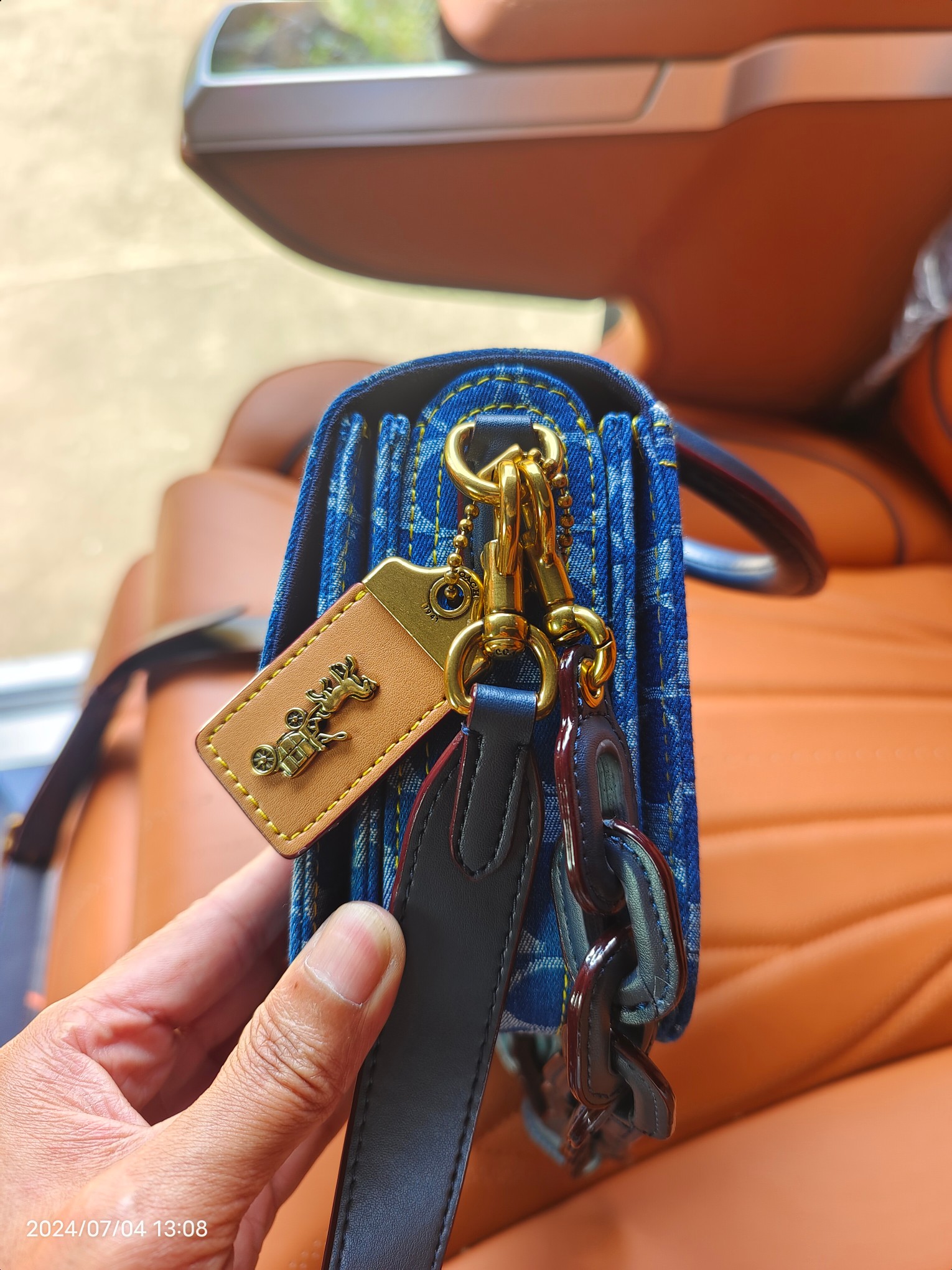 Coach COACH/蔻驰 24新款rogue香布雷皮拼手提单肩斜挎CR694盖头风琴包多个隔层尺寸21/15/8cm