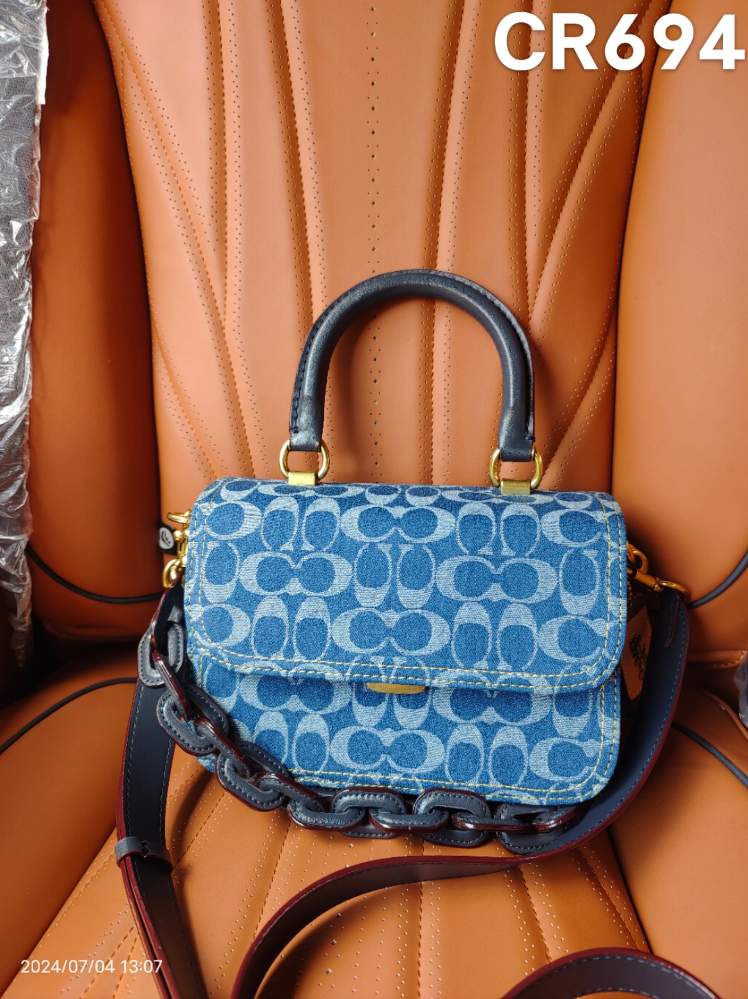 Coach COACH/蔻驰 24新款rogue香布雷皮拼手提单肩斜挎CR694盖头风琴包多个隔层尺寸21/15/8cm