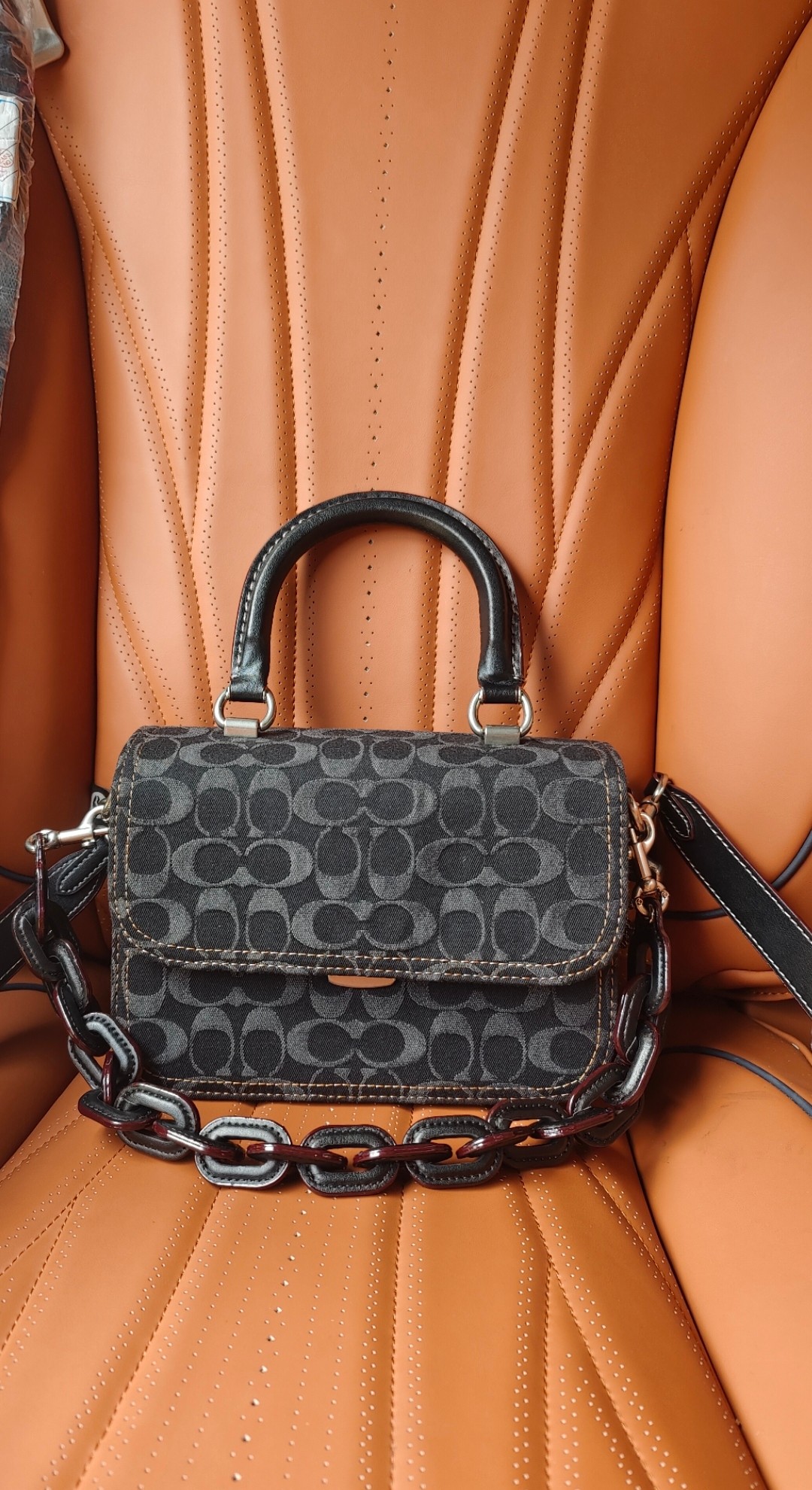 Coach COACH/蔻驰 24新款rogue香布雷皮拼手提单肩斜挎CR694盖头风琴包多个隔层尺寸21/15/8cm