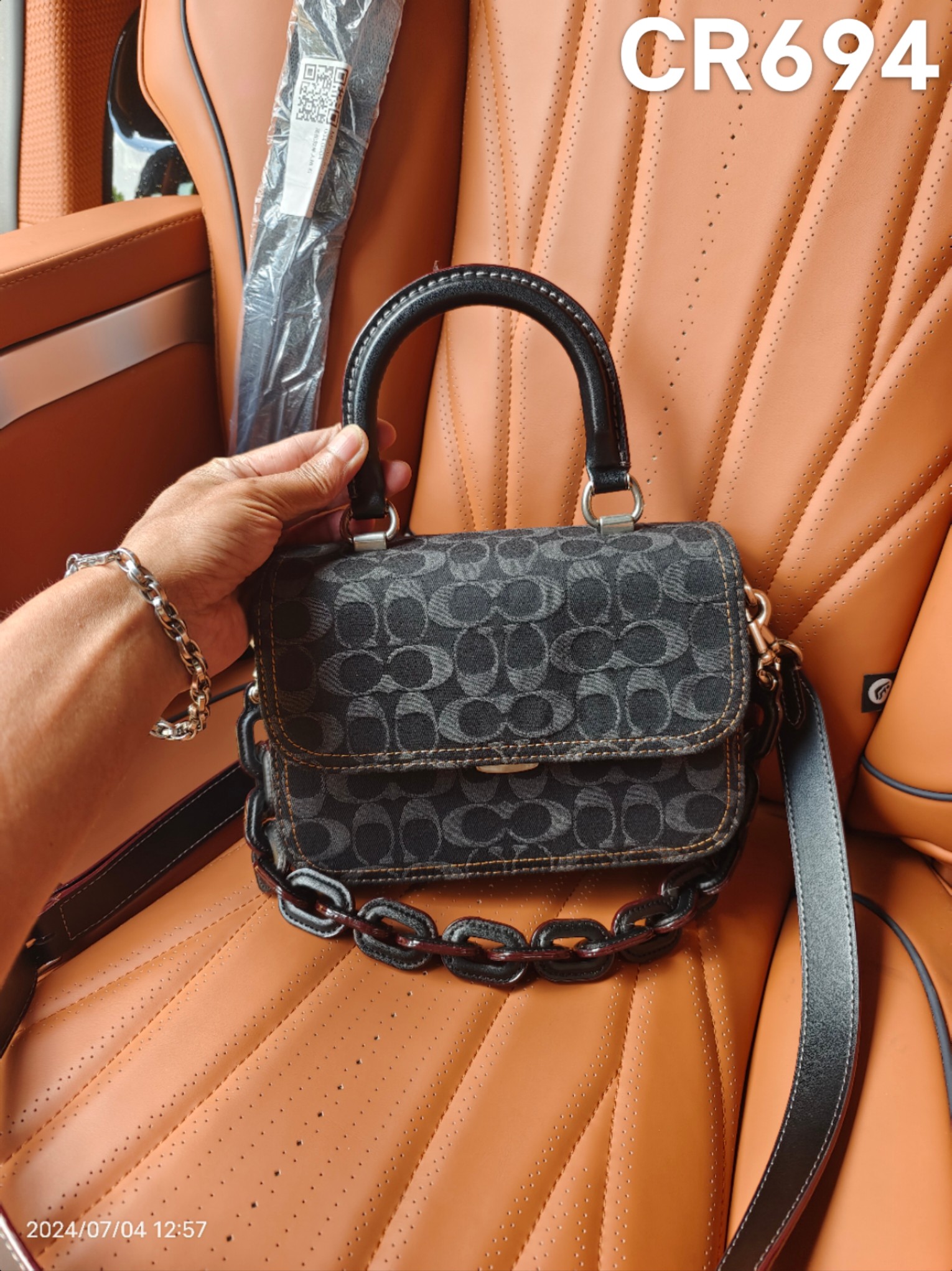 Coach COACH/蔻驰 24新款rogue香布雷皮拼手提单肩斜挎CR694盖头风琴包多个隔层尺寸21/15/8cm