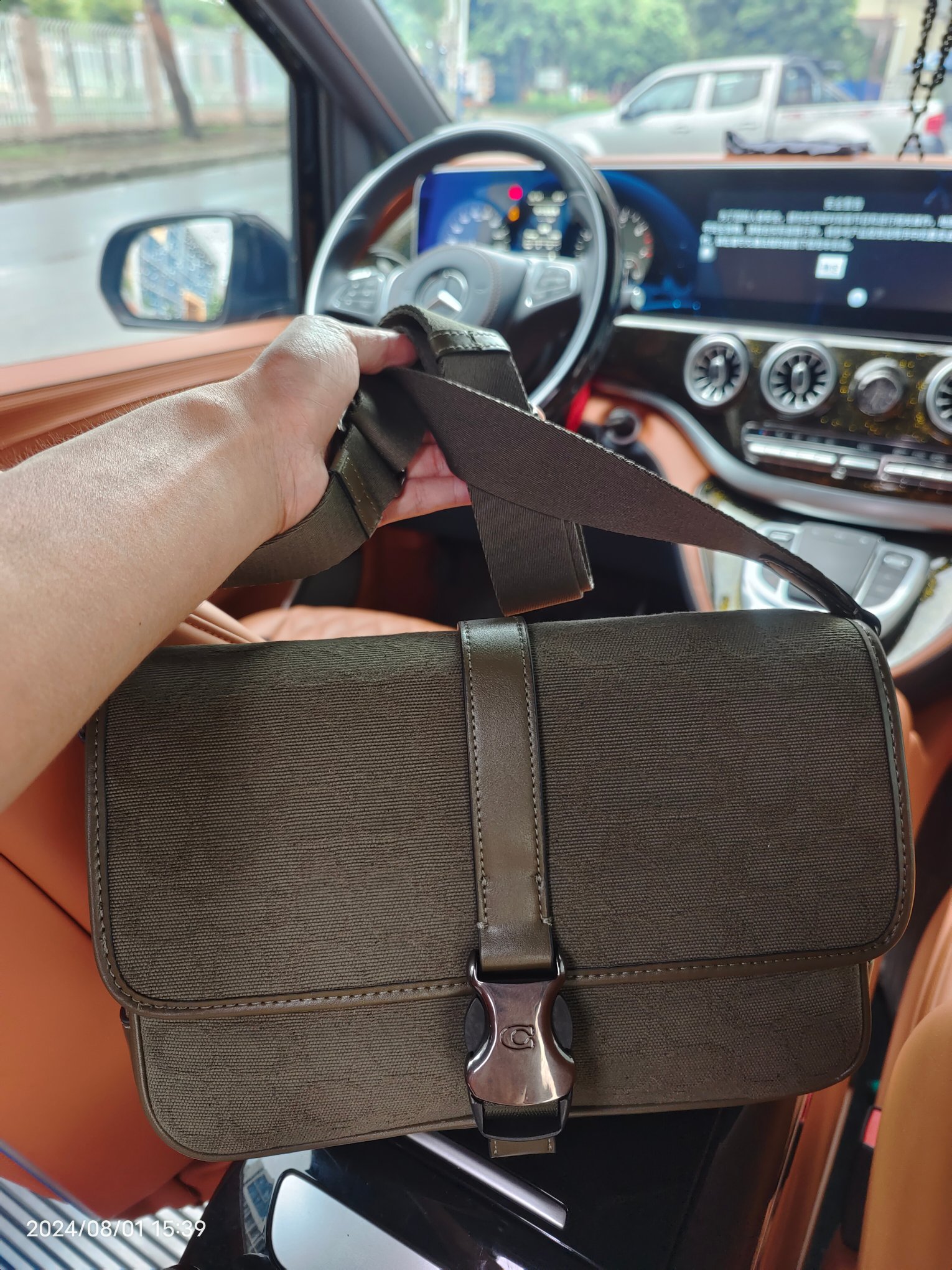 Coach COACH/蔻驰CU041浅蓝布配皮新款男包袋相机包 CU202 LEAGUE信使包尺寸29/7/20cm