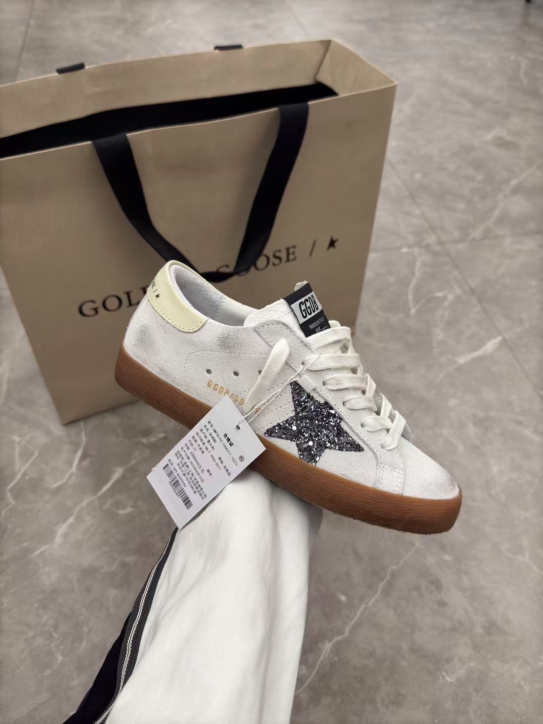 Golden Goose Superstar Sneakers - Distressed Leather with Glitter Star