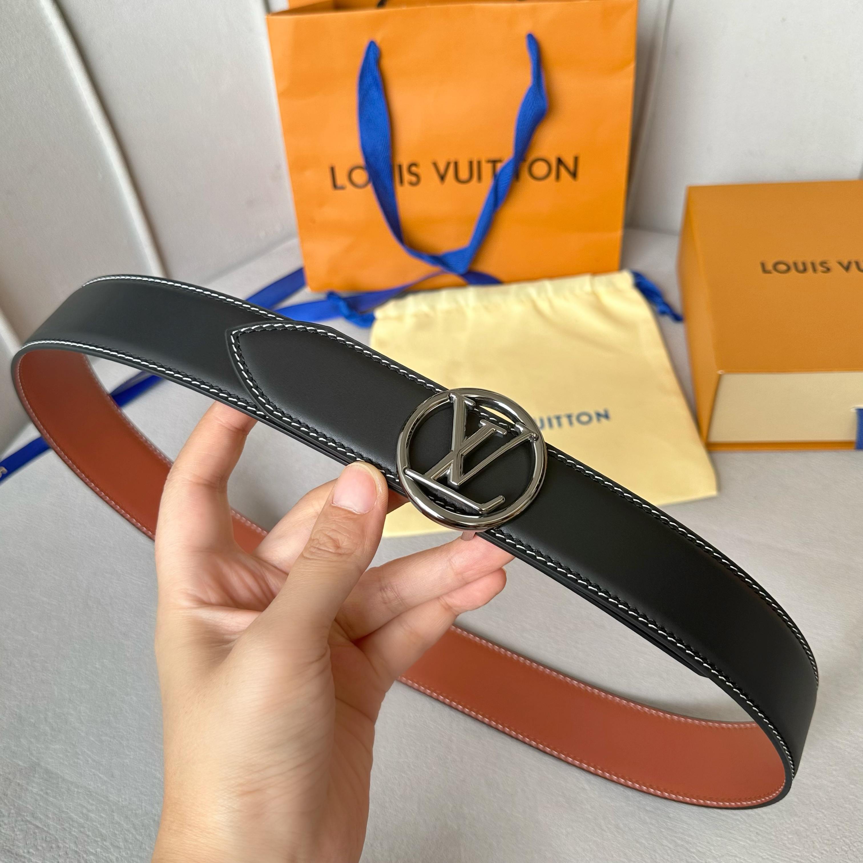 🌸L0UIS VUITT0N 今季新品 男士原單腰帶 寬度40毫米 雙面頭層小牛皮車雙線工藝 搭配經典鋼