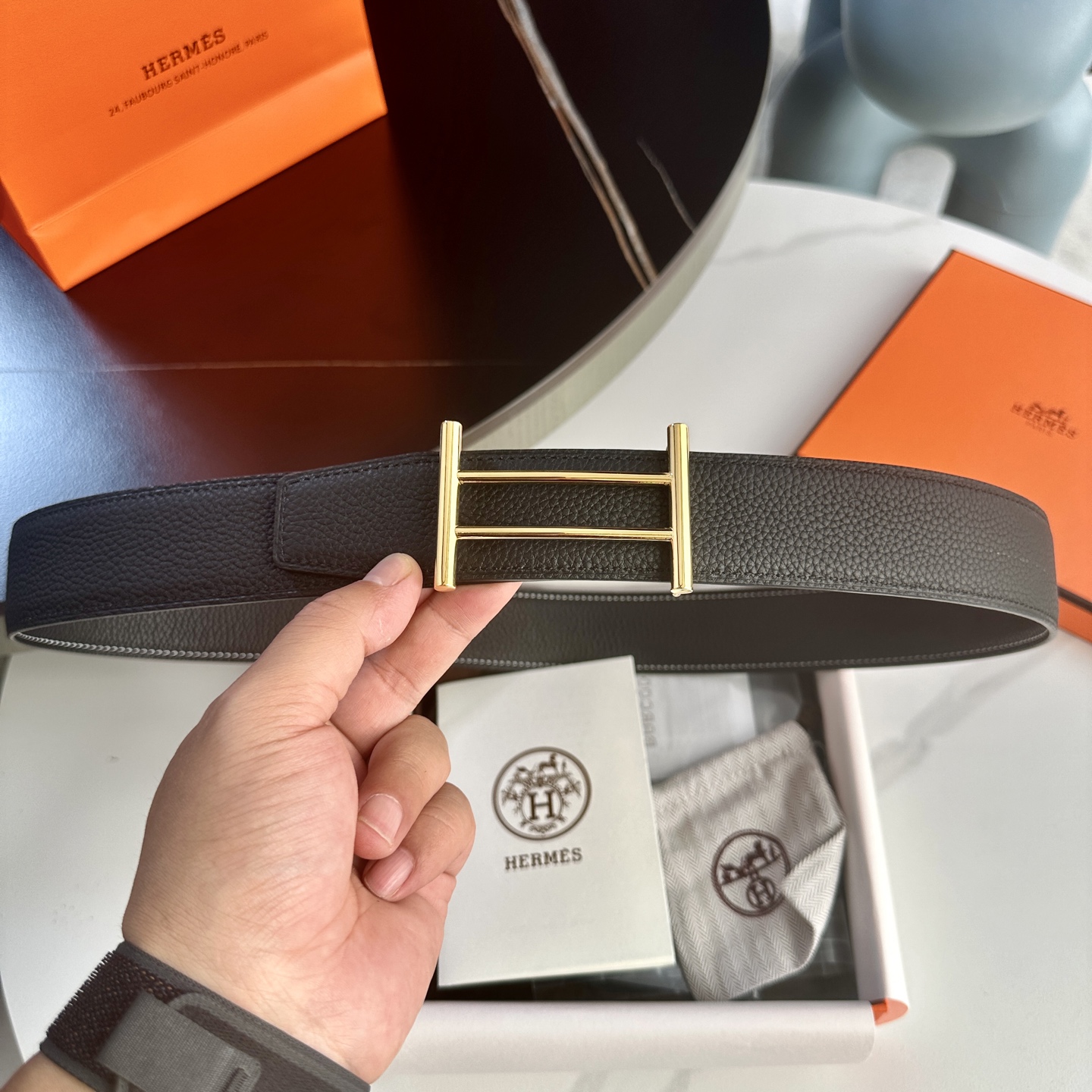 Hermes P255 原版包裝ダブルサイドリザードレザー