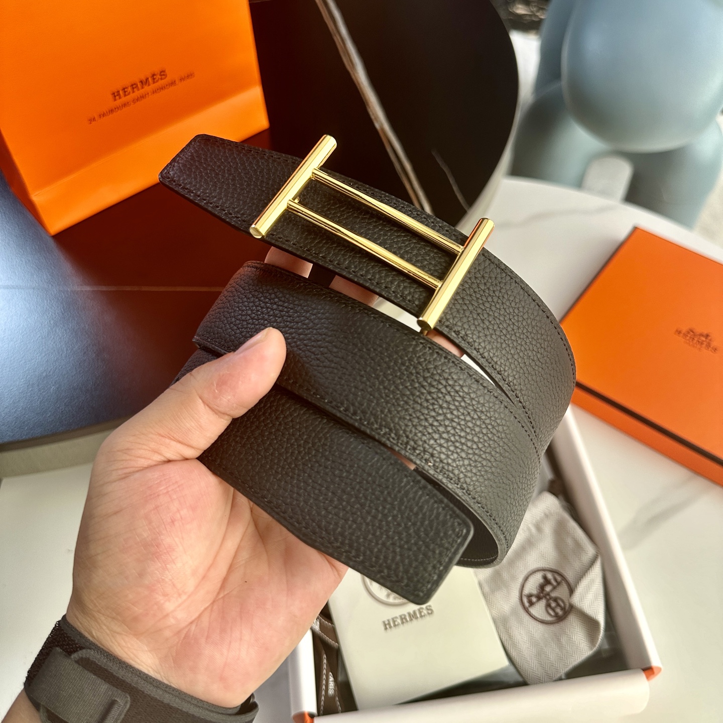 Hermes P255 原版包裝ダブルサイドリザードレザー