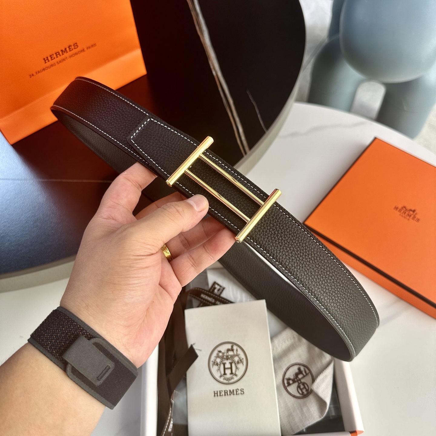 Hermes P255 原版包裝ダブルサイドリザードレザー