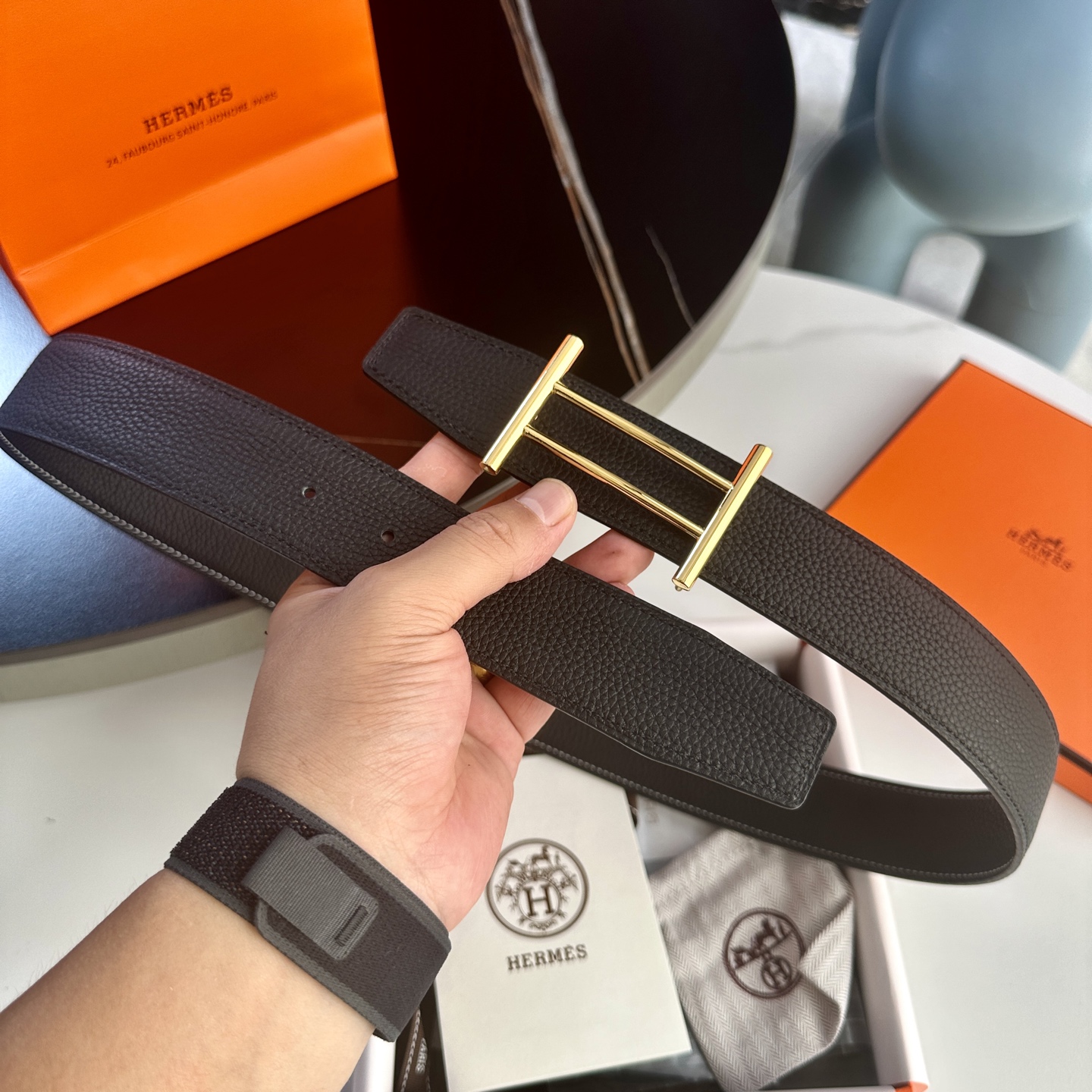 Hermes P255 原版包裝ダブルサイドリザードレザー