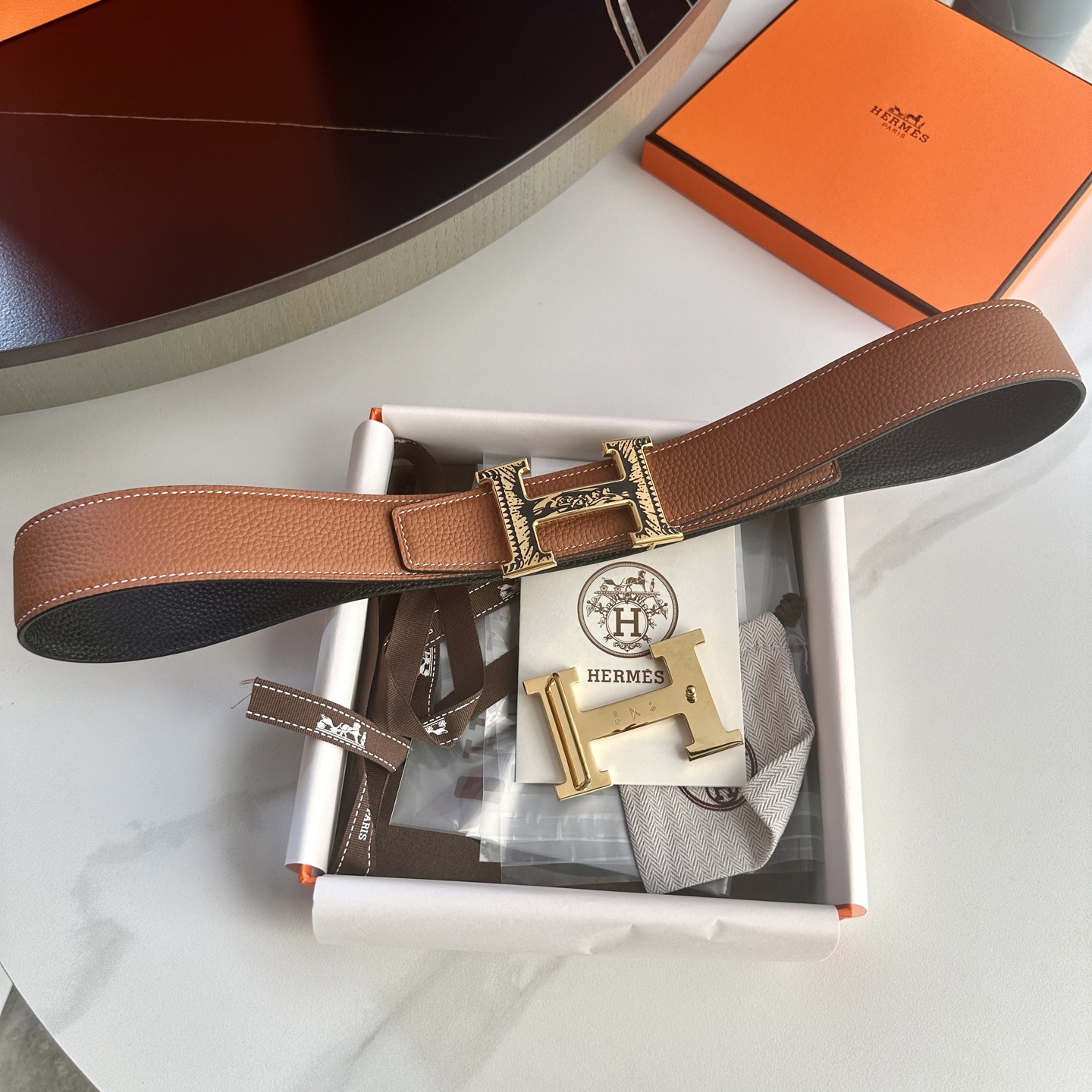 HermeS P255 原版包裝ダブルフェイス ライチ紋Togo皮