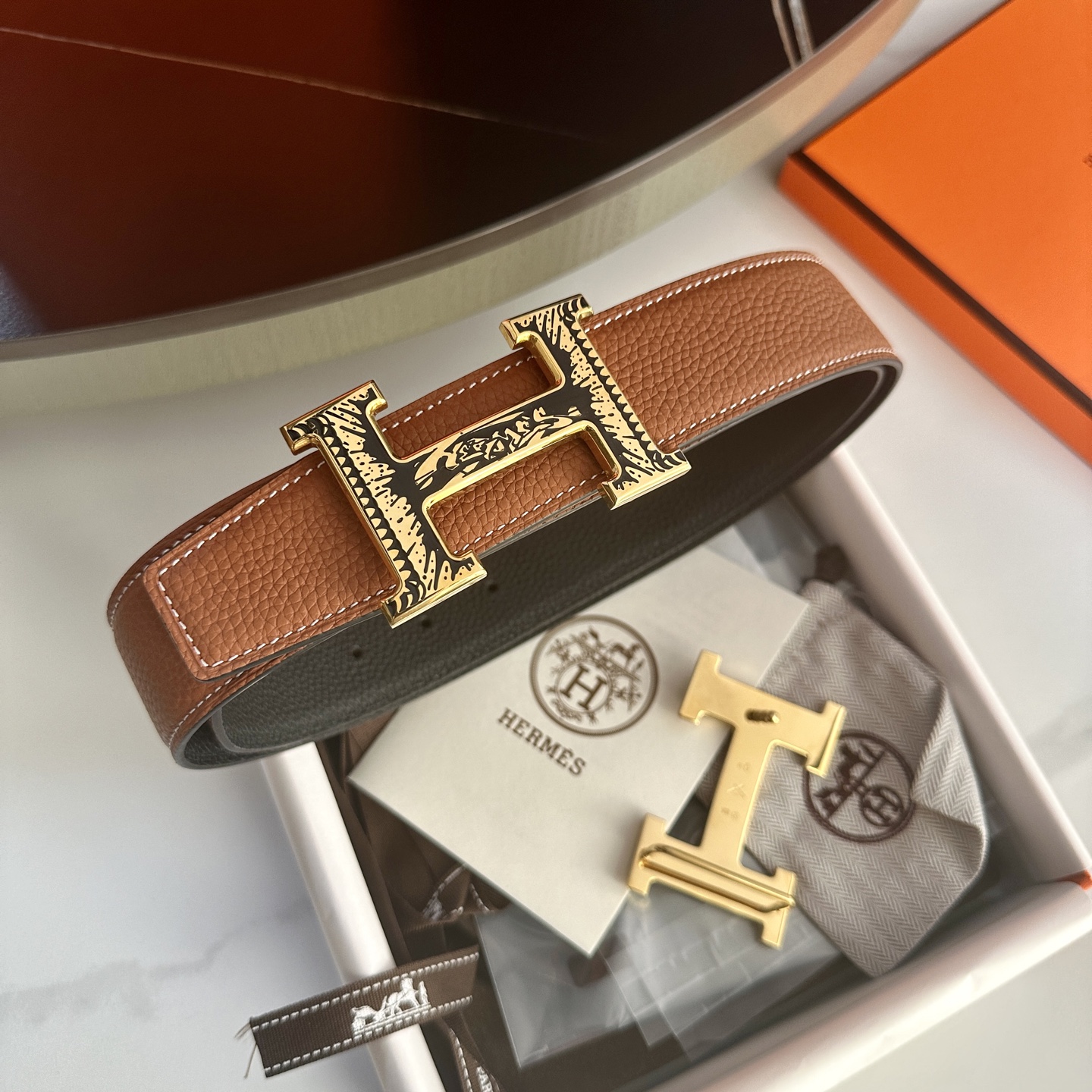 HermeS P255 原版包裝ダブルフェイス ライチ紋Togo皮