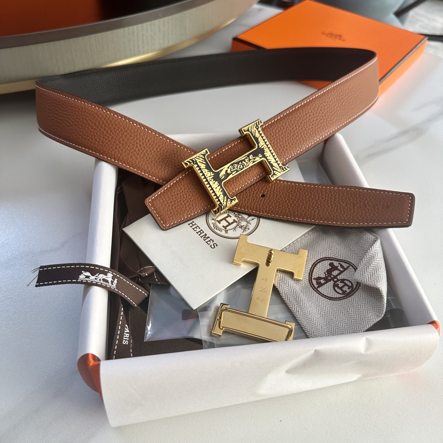 HermeS P255 原版包裝ダブルフェイス ライチ紋Togo皮