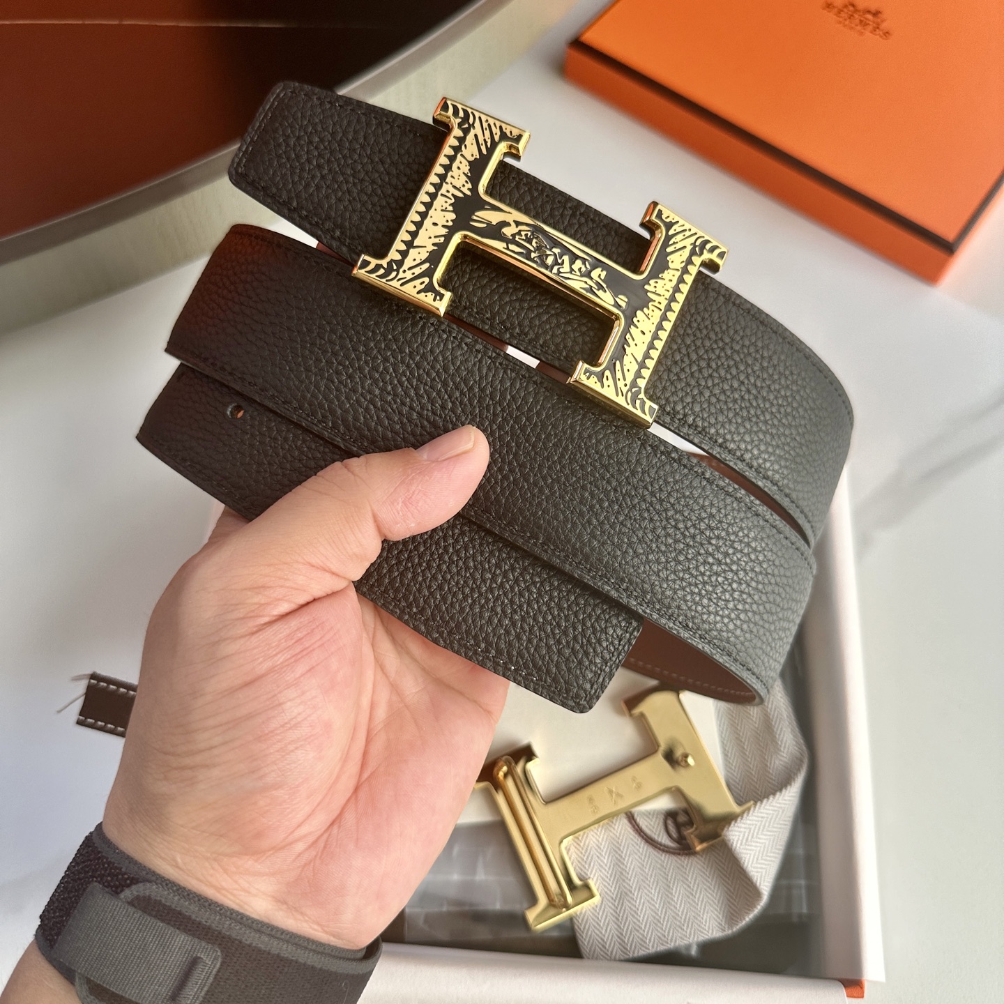 HermeS P255 原版包裝ダブルフェイス ライチ紋Togo皮