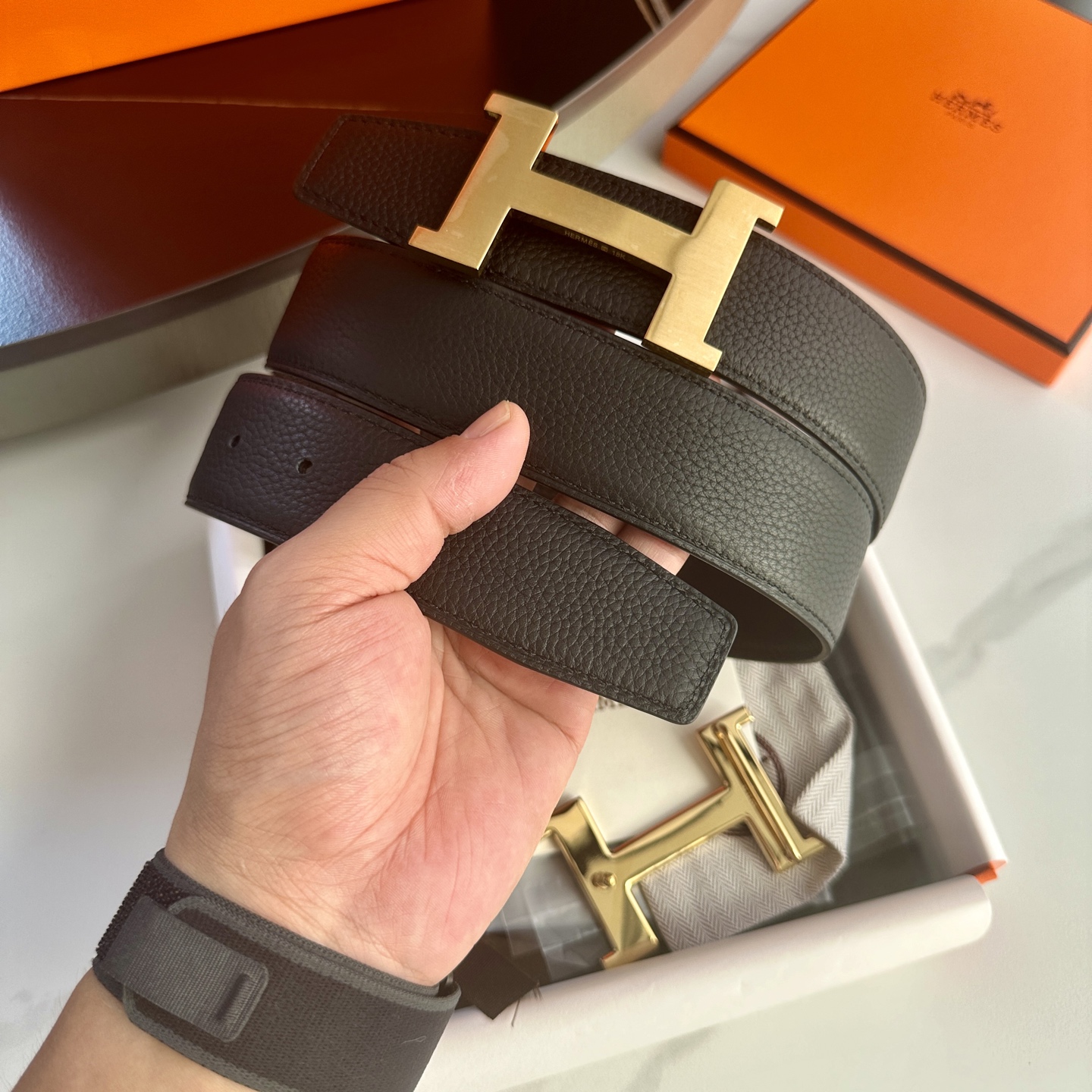 HermeS P255 リバーシブル ライチ柄トゴレザー ベルト