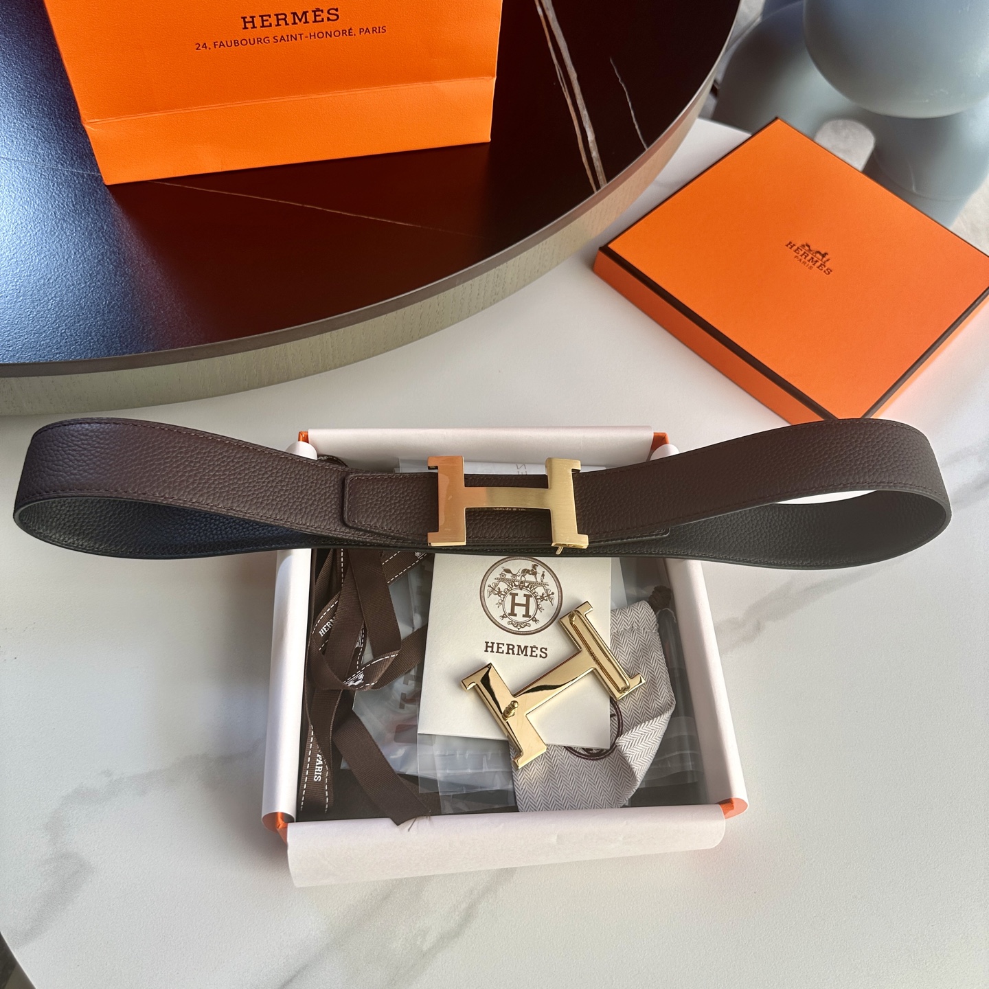 HermeS P255 リバーシブル ライチ柄トゴレザー ベルト