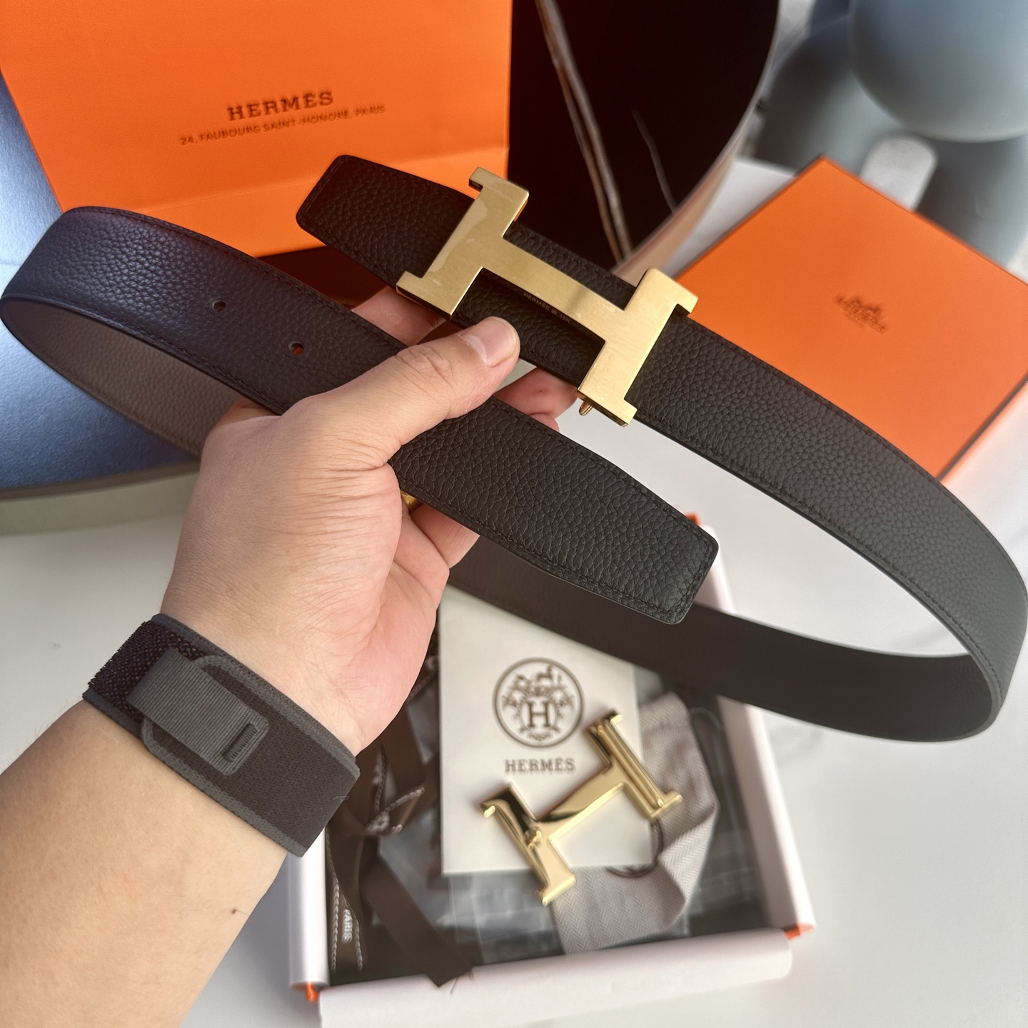 HermeS P255 リバーシブル ライチ柄トゴレザー ベルト