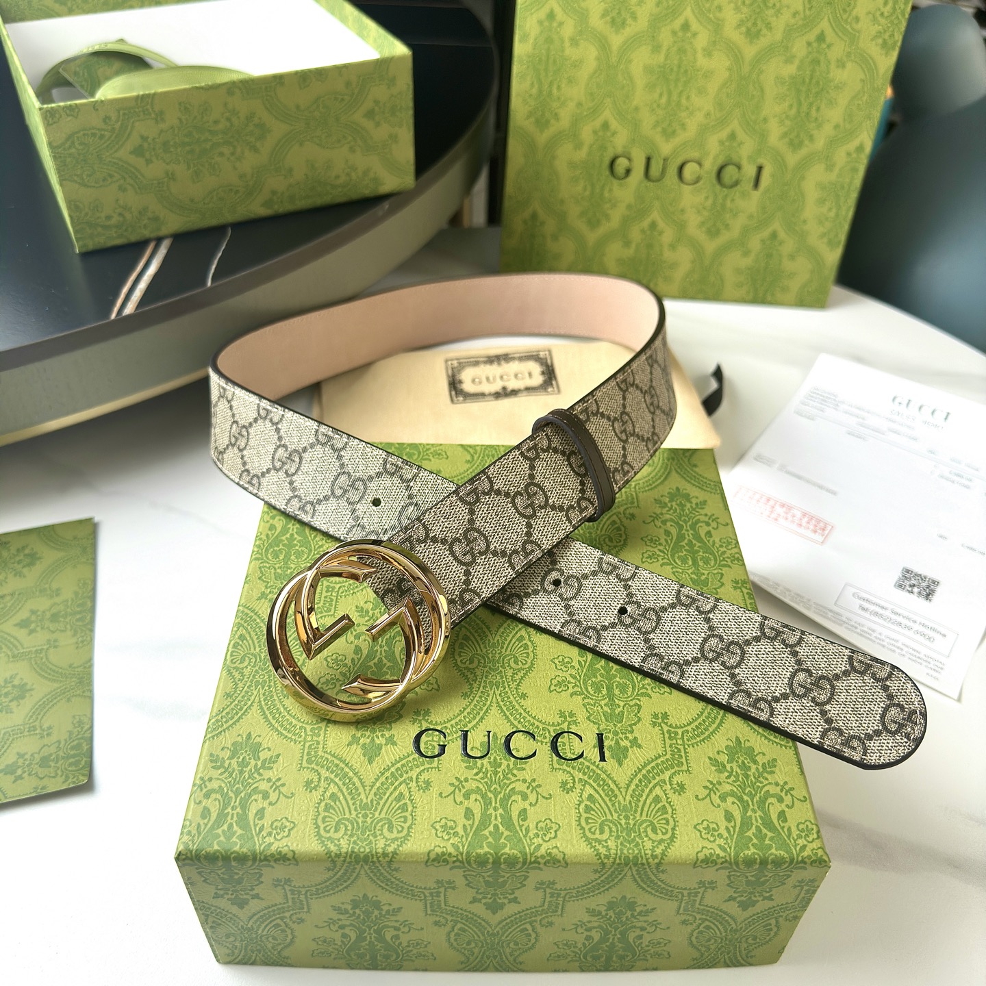 Luxury Gucci Men’s Belts: Real-Grade Leather, Waterproof, Classic Design - 图片 1