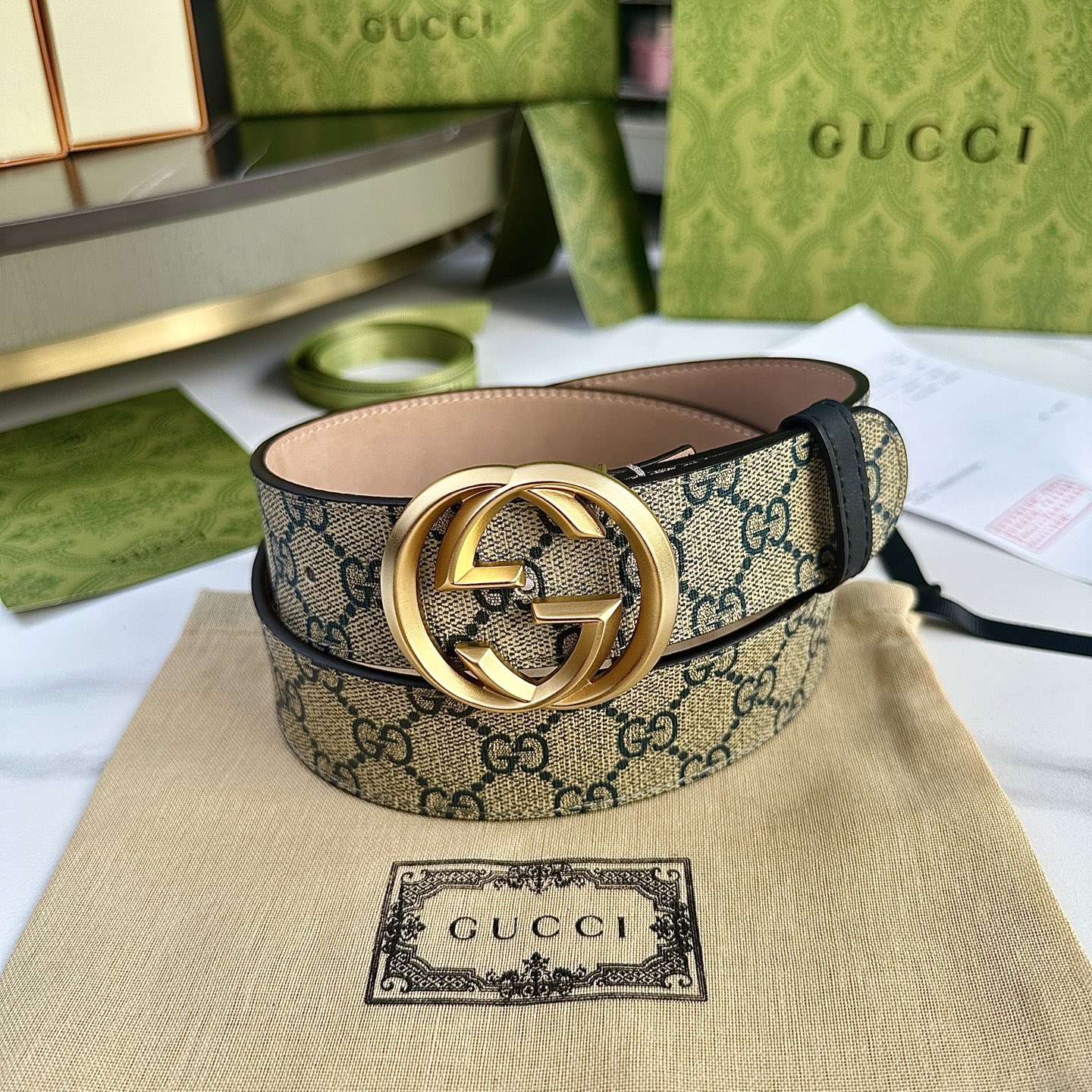 Gucci Men’s Belts: Real-Grade Leather and Waterproof Style, 40mm Wide Metal Buckle - 图片 2
