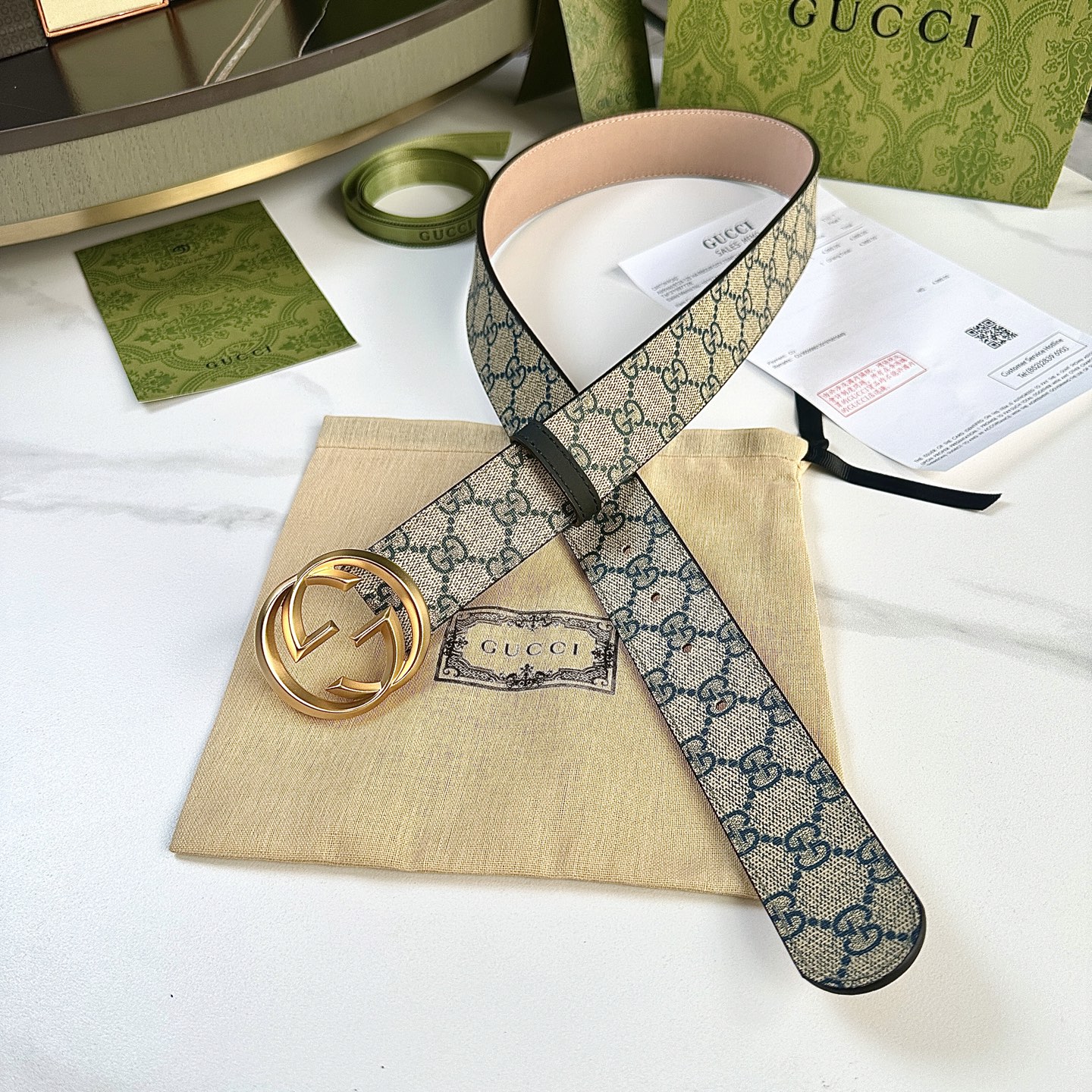 Gucci Men’s Belts: Real-Grade Leather and Waterproof Style, 40mm Wide Metal Buckle - 图片 1