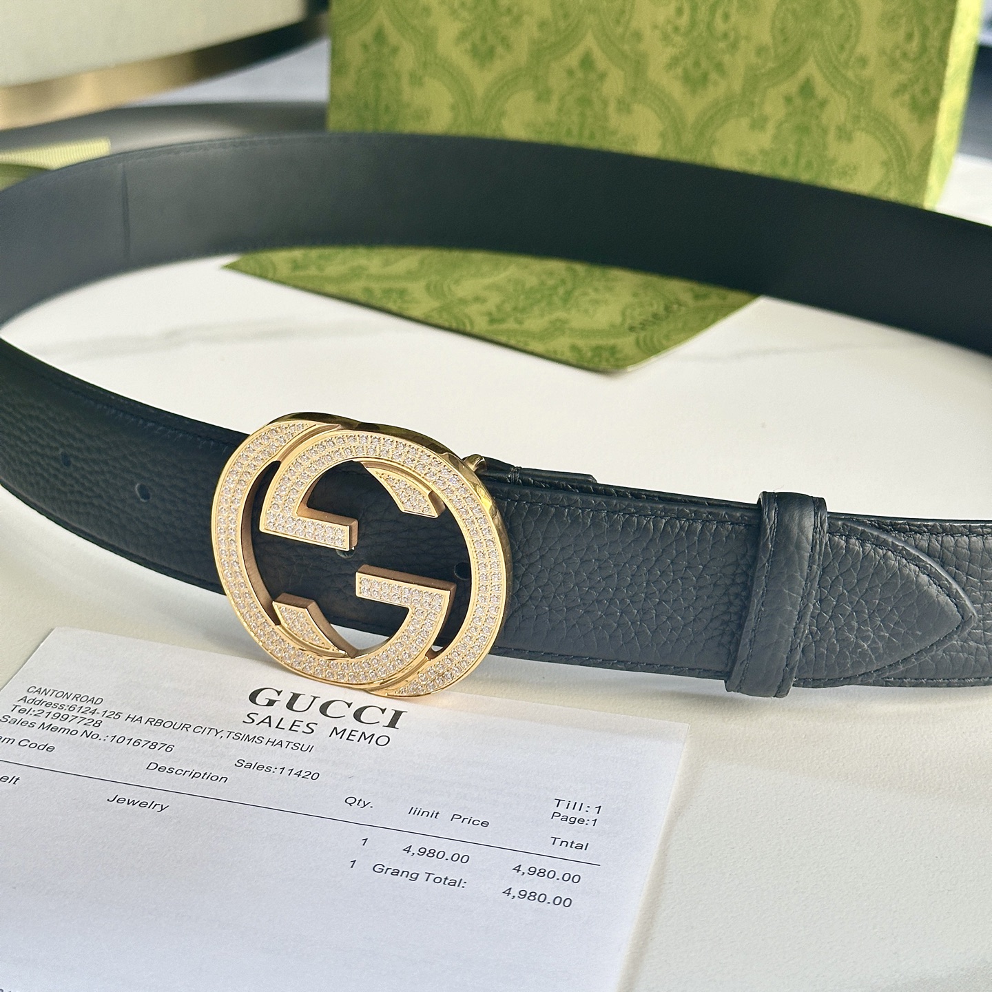 GUCCI P392 男性用ダブルGバックルレザーベルト