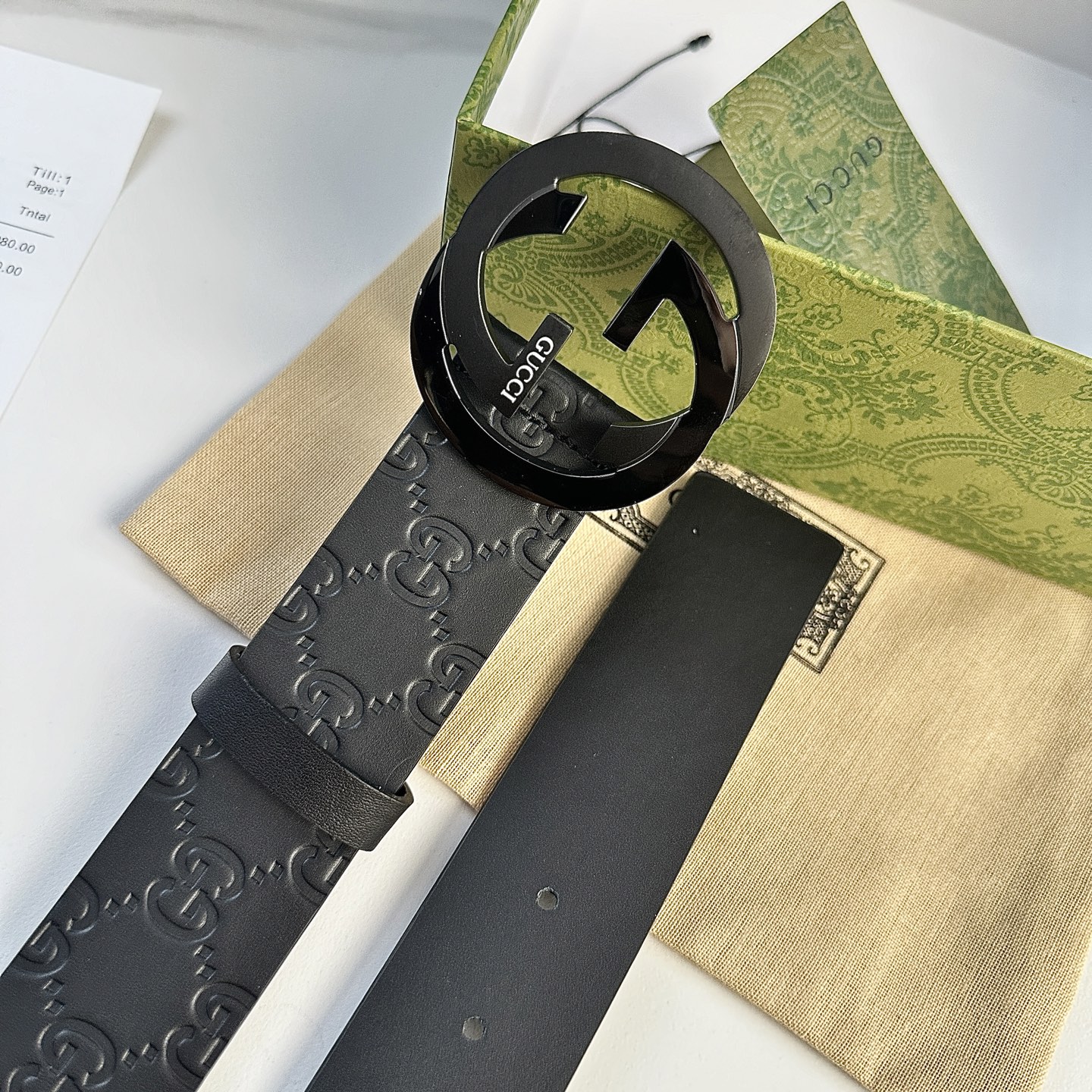 GUCCI P252 メンズウエストベルト - ダブルGバックル