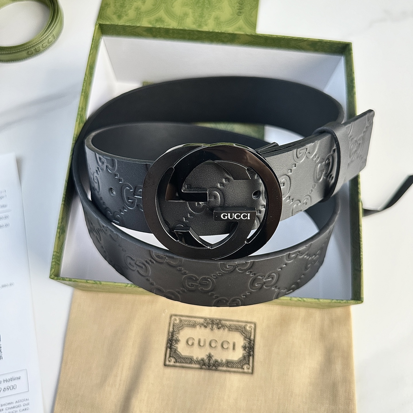 GUCCI P252 メンズウエストベルト - ダブルGバックル