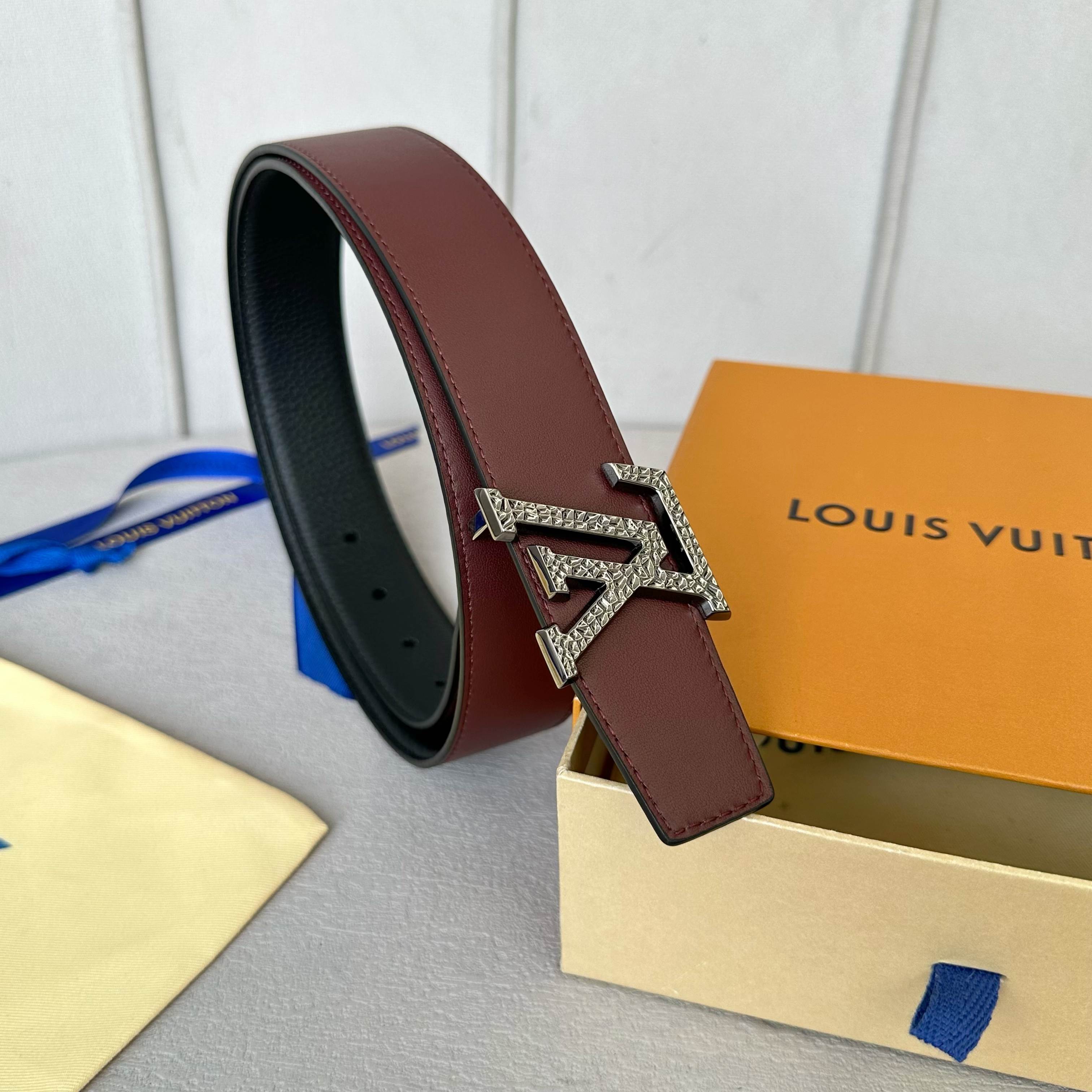 L0UIS VUITT0N 男士原單腰帶 荔枝纹togo皮 ダブルデザイン