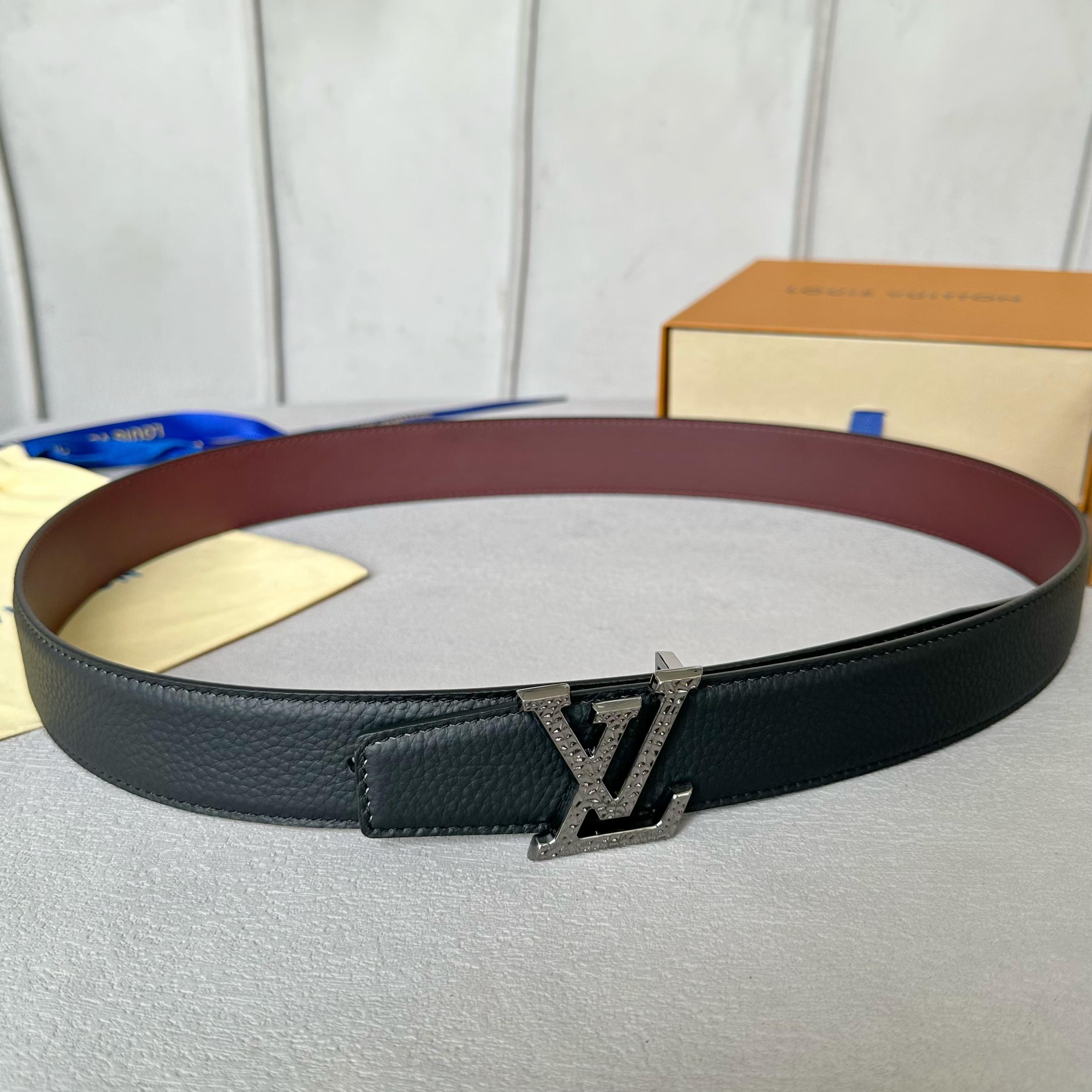 L0UIS VUITT0N 男士原單腰帶 荔枝纹togo皮 ダブルデザイン
