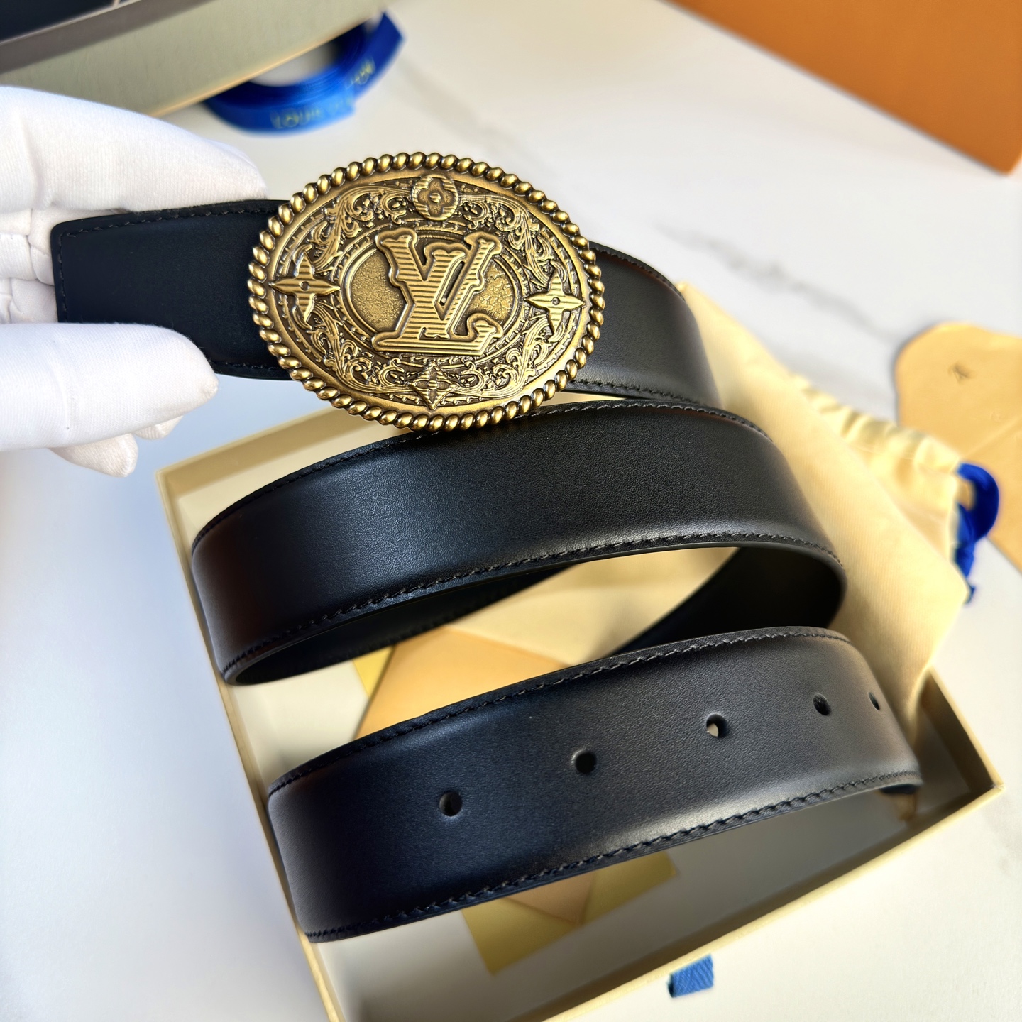 Loius Vuitton メンズ原版包裝 腰帯 35mm幅 ブラック