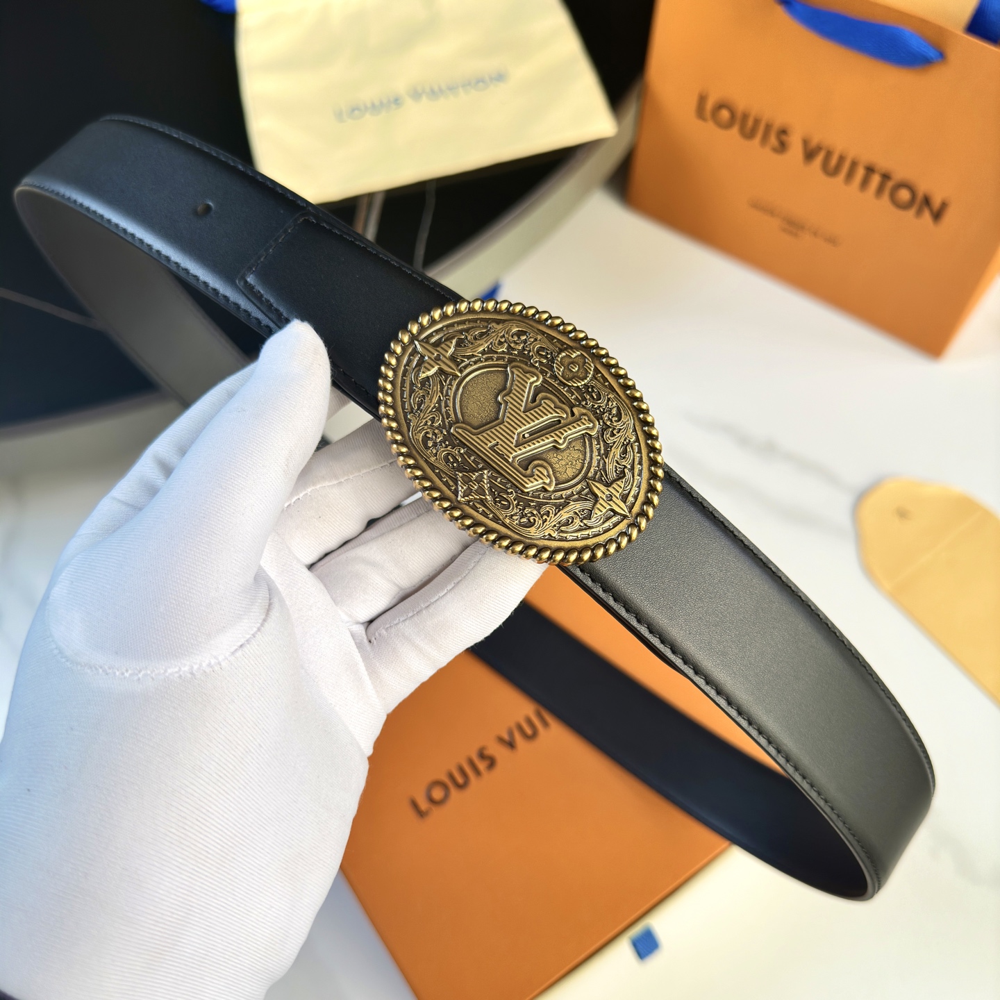 Loius Vuitton メンズ原版包裝 腰帯 35mm幅 ブラック