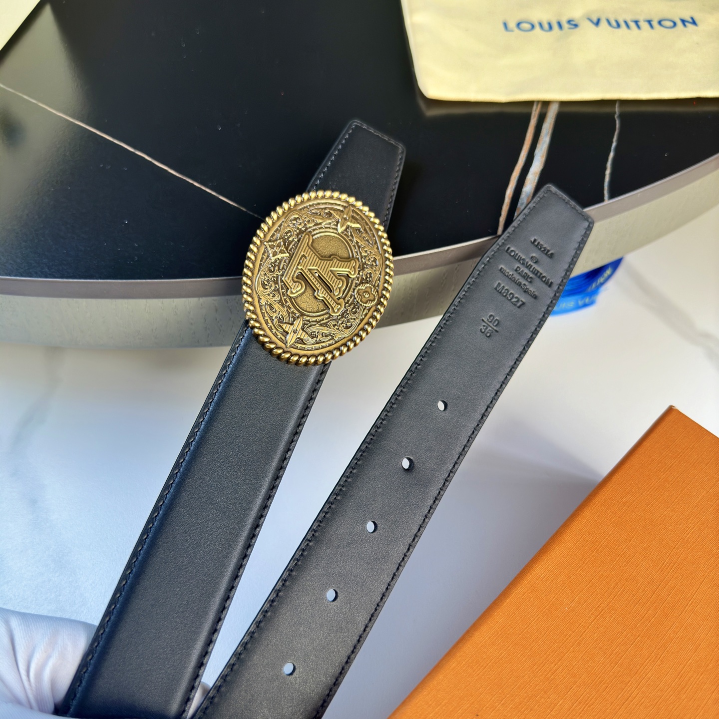 Loius Vuitton メンズ原版包裝 腰帯 35mm幅 ブラック