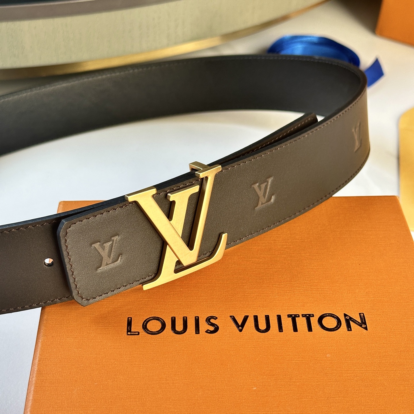 LOUIS VUITTON 男性用原単腰帶 40mm幅 小牛皮仕様