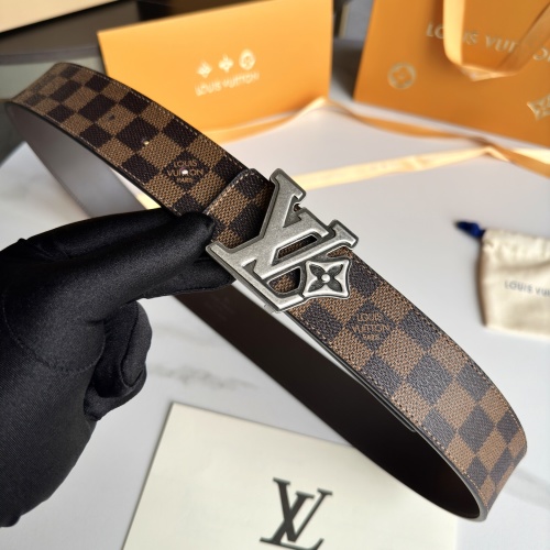 Louis Vuitton Taurillon Leather Belt with LV Initial Buckle, 4.0cm Width 1 Louis Vuitton Taurillon Leather Belt with LV Initial Buckle, 4.0cm Width