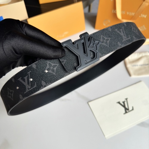 Louis Vuitton Taurillon Leather Belt with LV Initial Buckle, 4.0 cm Width 1 Louis Vuitton Taurillon Leather Belt with LV Initial Buckle, 4.0 cm Width