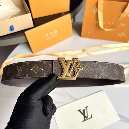 Louis Vuitton Taurillon Leather Belt with LV Initial Buckle, 4.0 cm Width 1 Louis Vuitton Taurillon Leather Belt with LV Initial Buckle, 4.0 cm Width