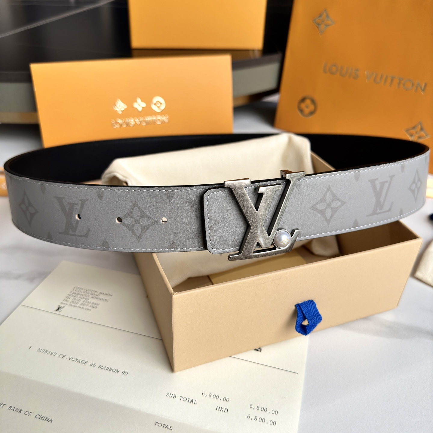 LOUIS VUITTON メンズ 原単 腰帯 ダブル面デザイン