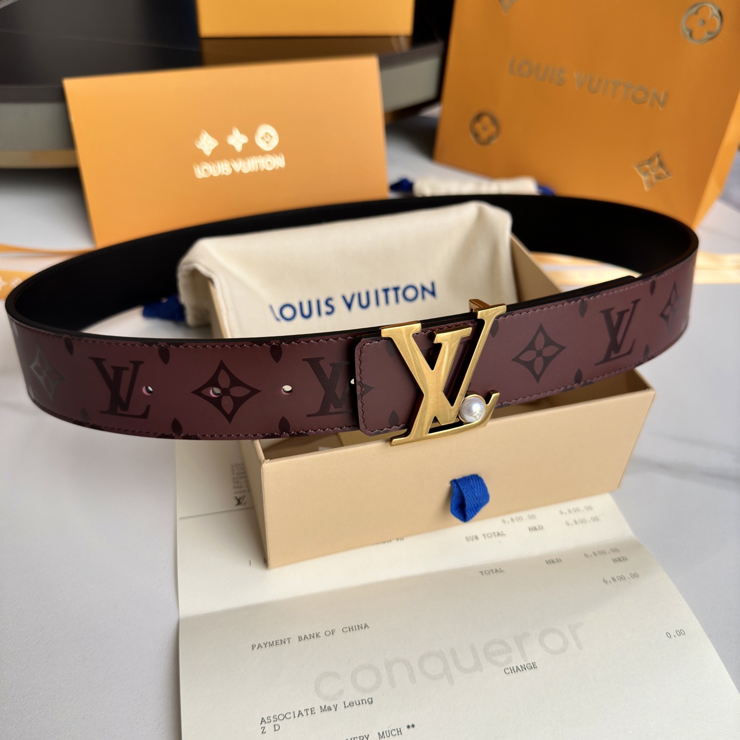 LOUIS VUITTON メンズ原単腰帶 - 二面使用可能な高級牛皮ベルト