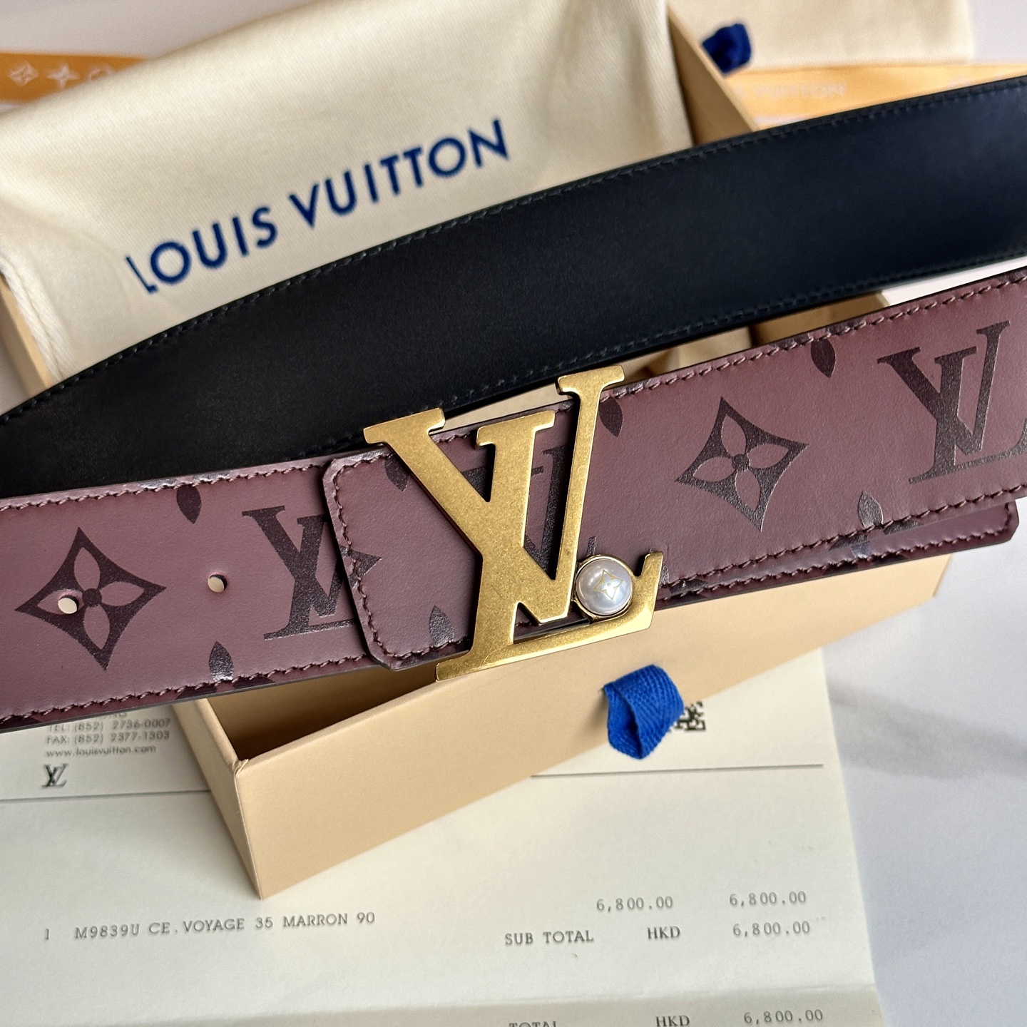 LOUIS VUITTON メンズ原単腰帶 - 二面使用可能な高級牛皮ベルト