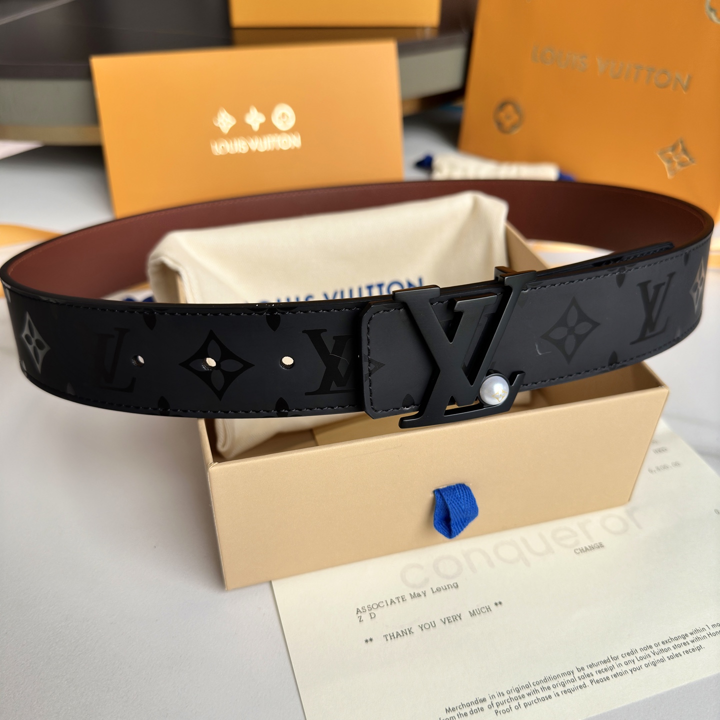 LVMHルイ・ヴィトン メンズダブルフェイスレザーベルト