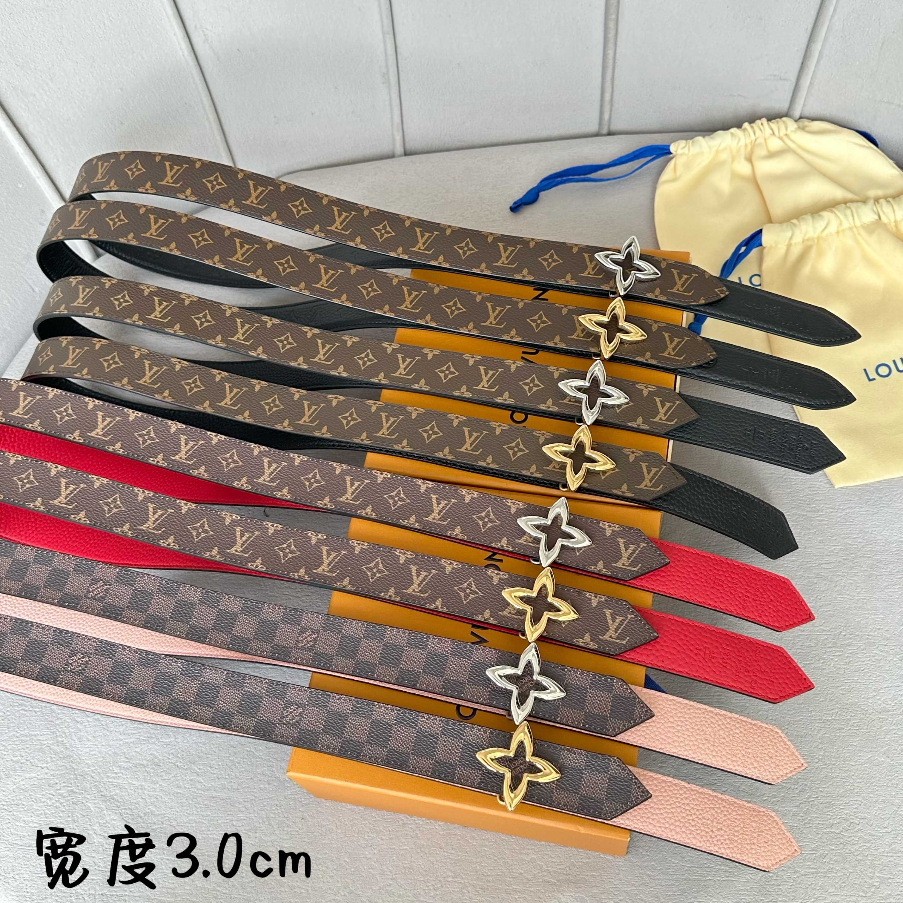 LOUIS VUITTON レディース原單腰帶 PVC面と牛皮のリバーシブルデザイン