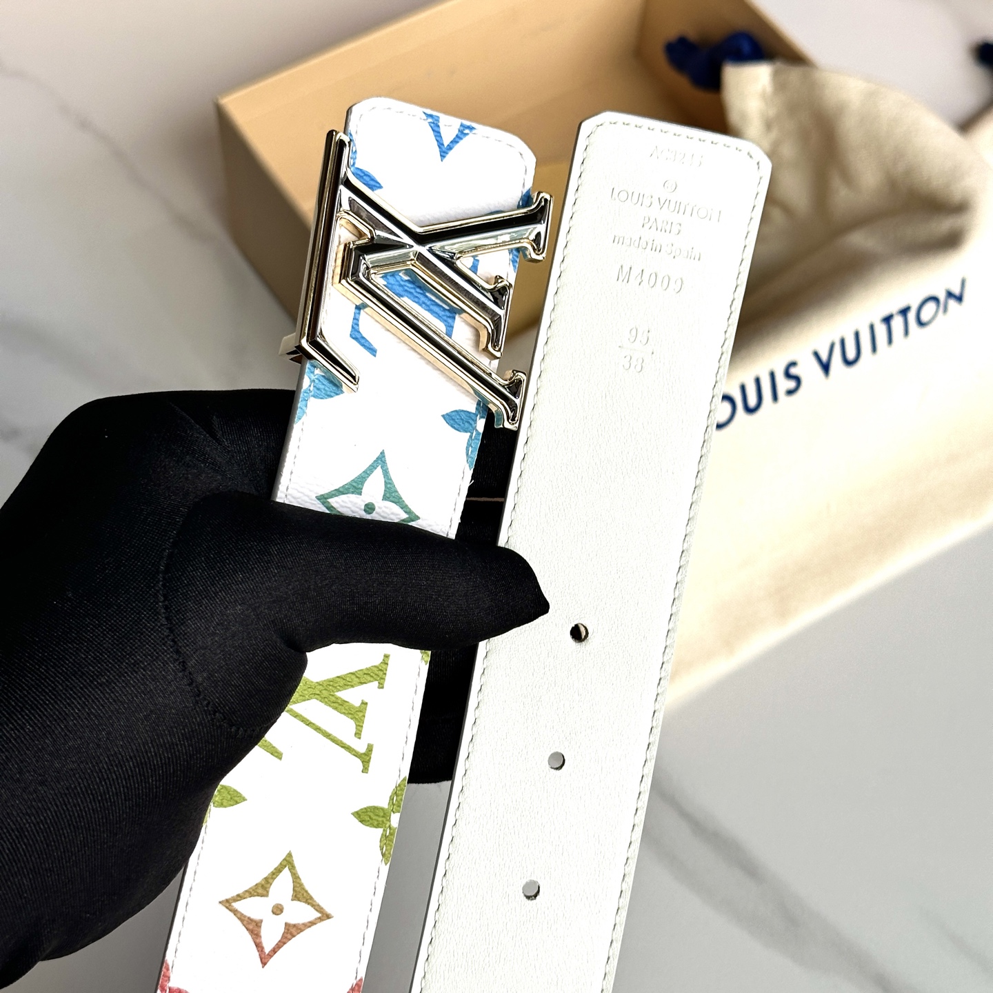 ルイ・ヴィトン P：255 ベルト - カスタムキャンバスと牛革の高級仕様