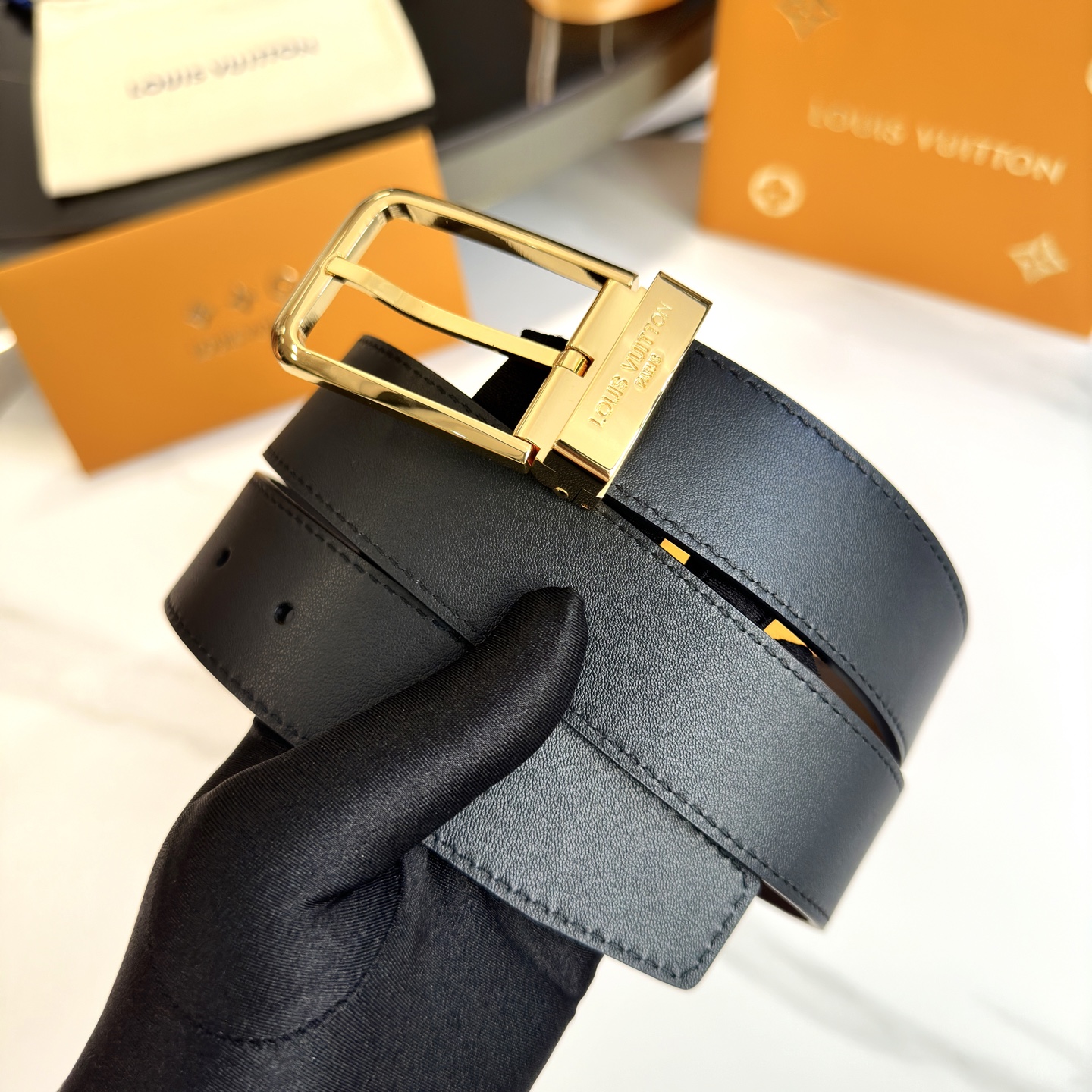 LOUIS VUITTON P255 メンズダブルフェイスレザー腰帯