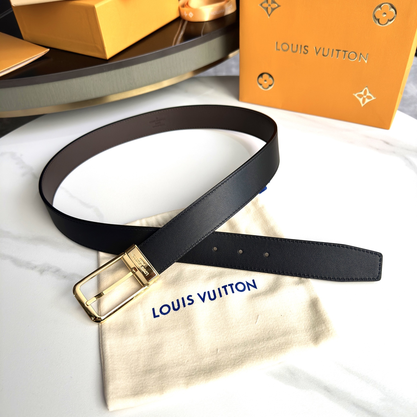 LOUIS VUITTON P255 メンズダブルフェイスレザー腰帯