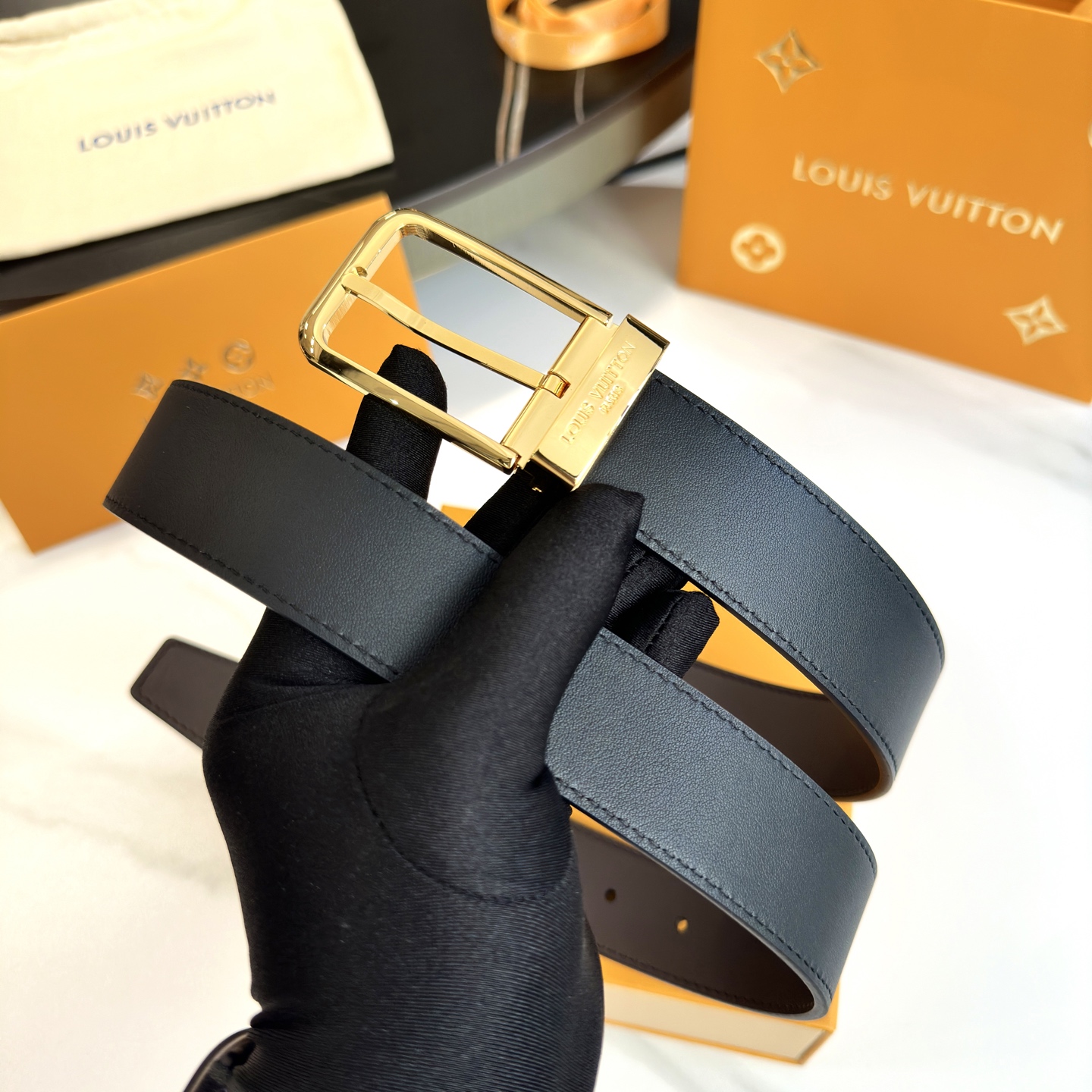 LOUIS VUITTON P255 メンズダブルフェイスレザー腰帯